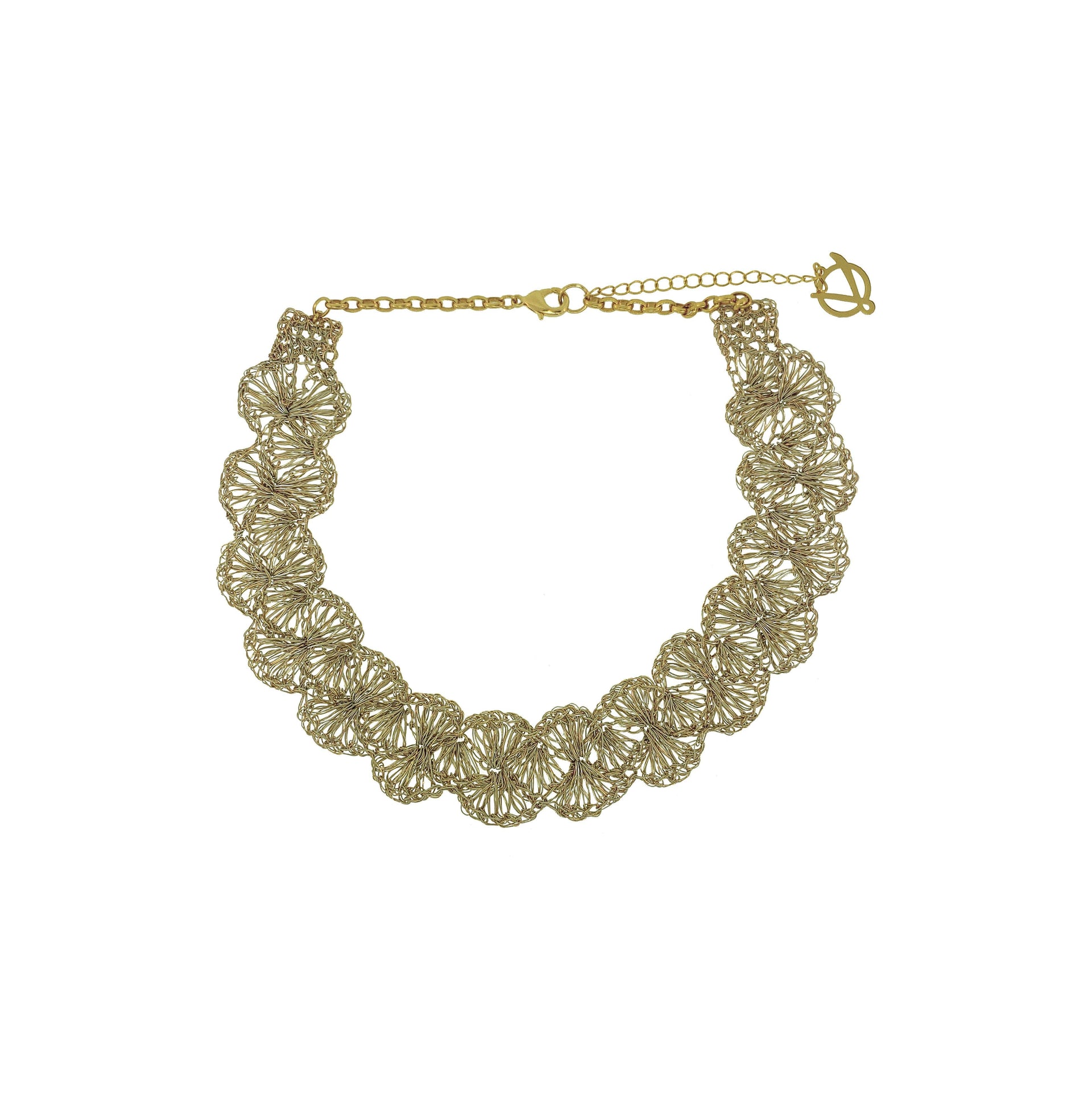 Vintage Gold Shells Handmade Crochet Necklace