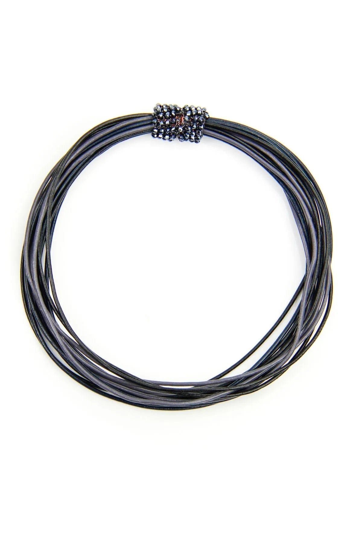 Vintage Multi Strand Din Choker Black Necklace