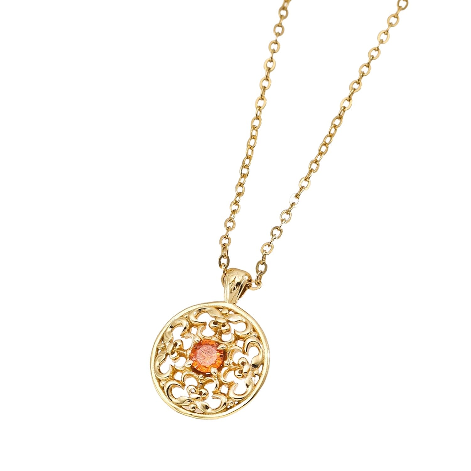 Vintage Style Gold Round Pendant Necklace