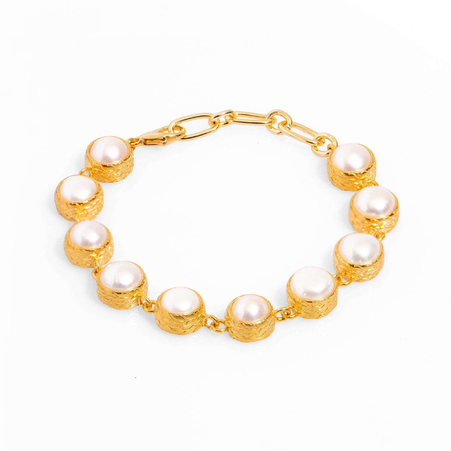 Vintage Style Pearl Tennis Bracelet - White