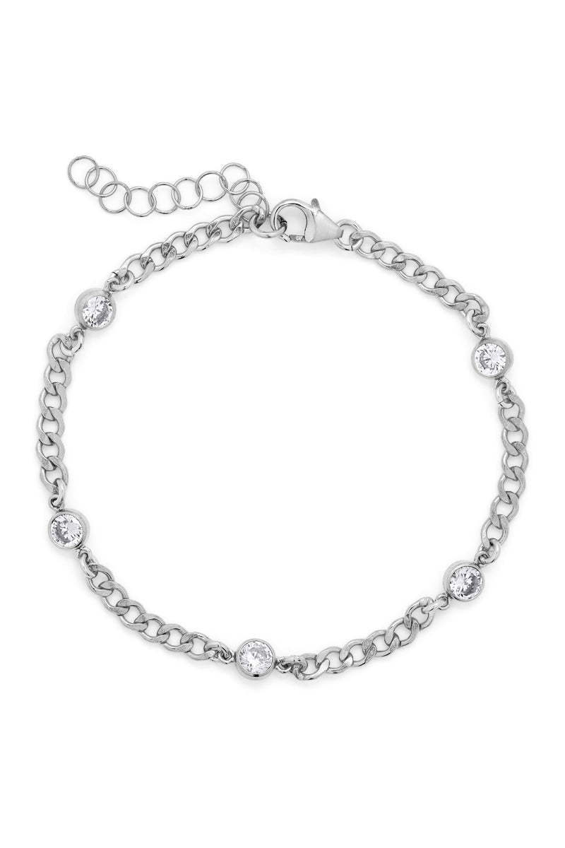Violet Cz Gemstone Silver Bracelet