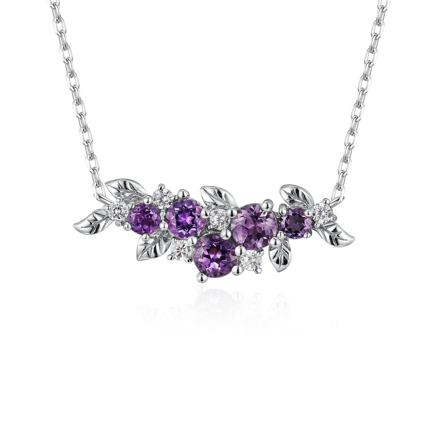 Violet Grapevine Amethyst Necklace White Gold Vermeil