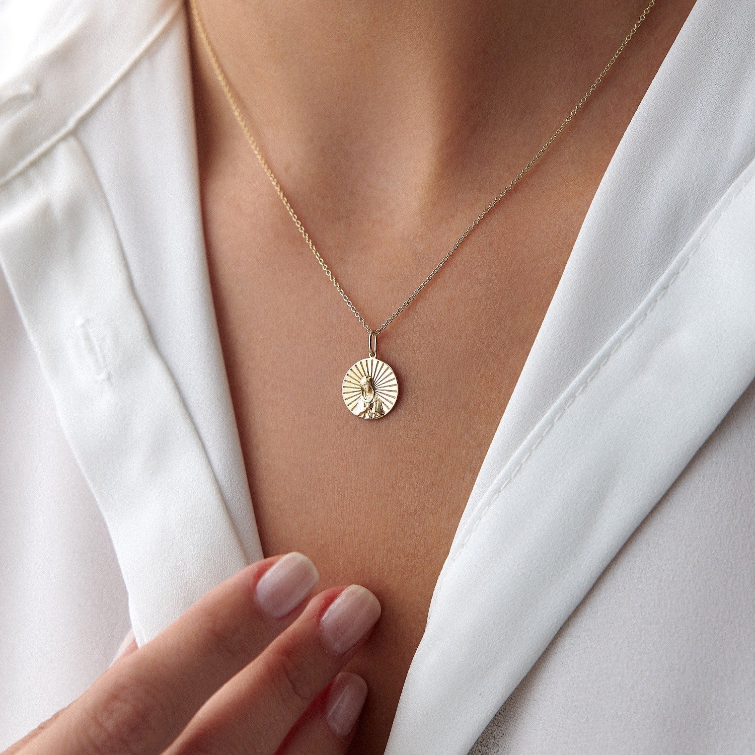 Virgin Mary Pendant, Solid Gold Pendant