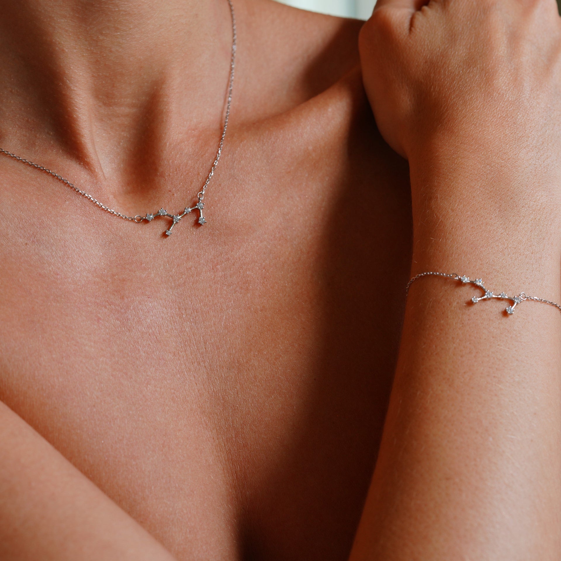 Virgo Zodiac Constellation Necklace In Silver