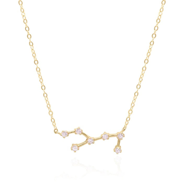 Virgo Zodiac Constellation Necklace In Gold