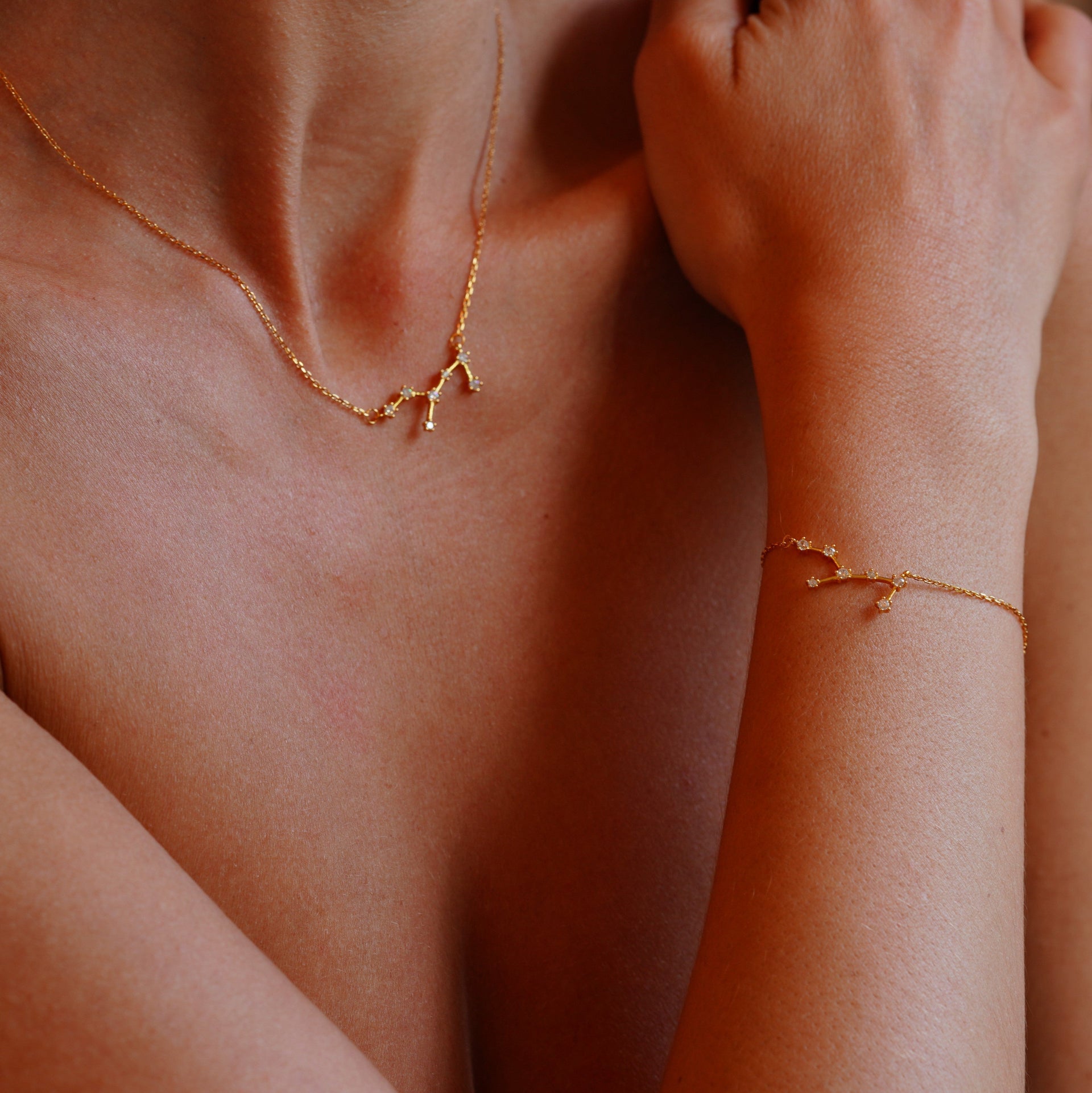 Virgo Zodiac Constellation Necklace In Gold