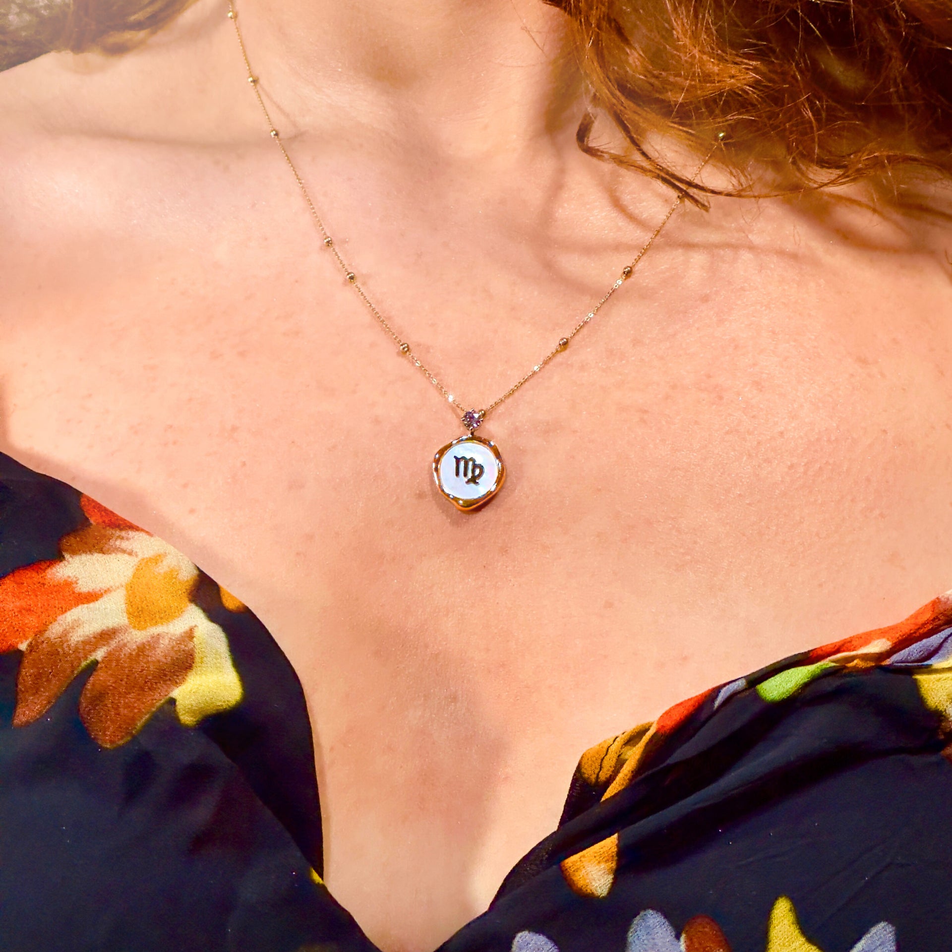 Virgo Zodiac Necklace - Lab Grown Diamond Necklace In Gold Vermeil