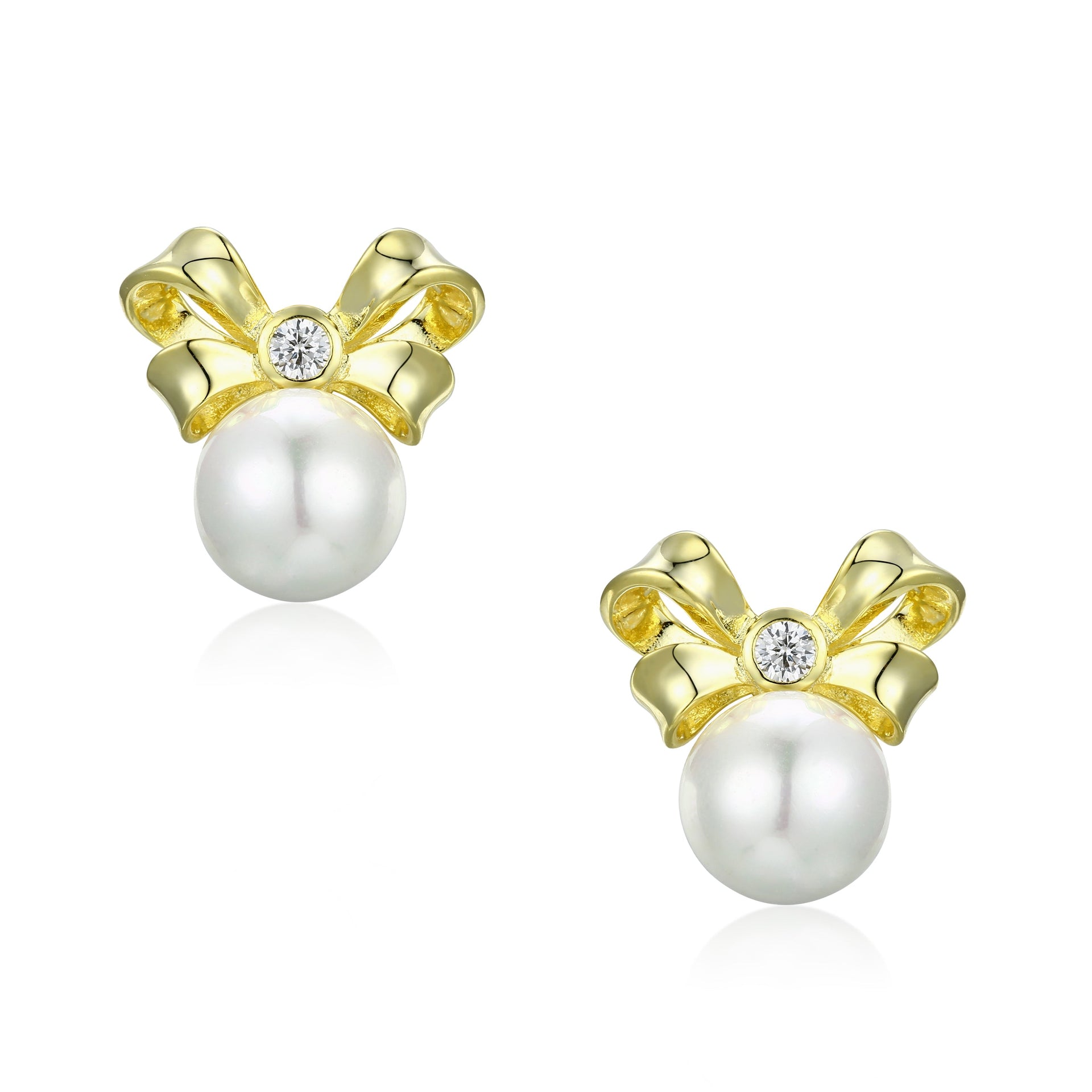 Viscountess Bow & Pearl Gold-Plated Silver Earrings