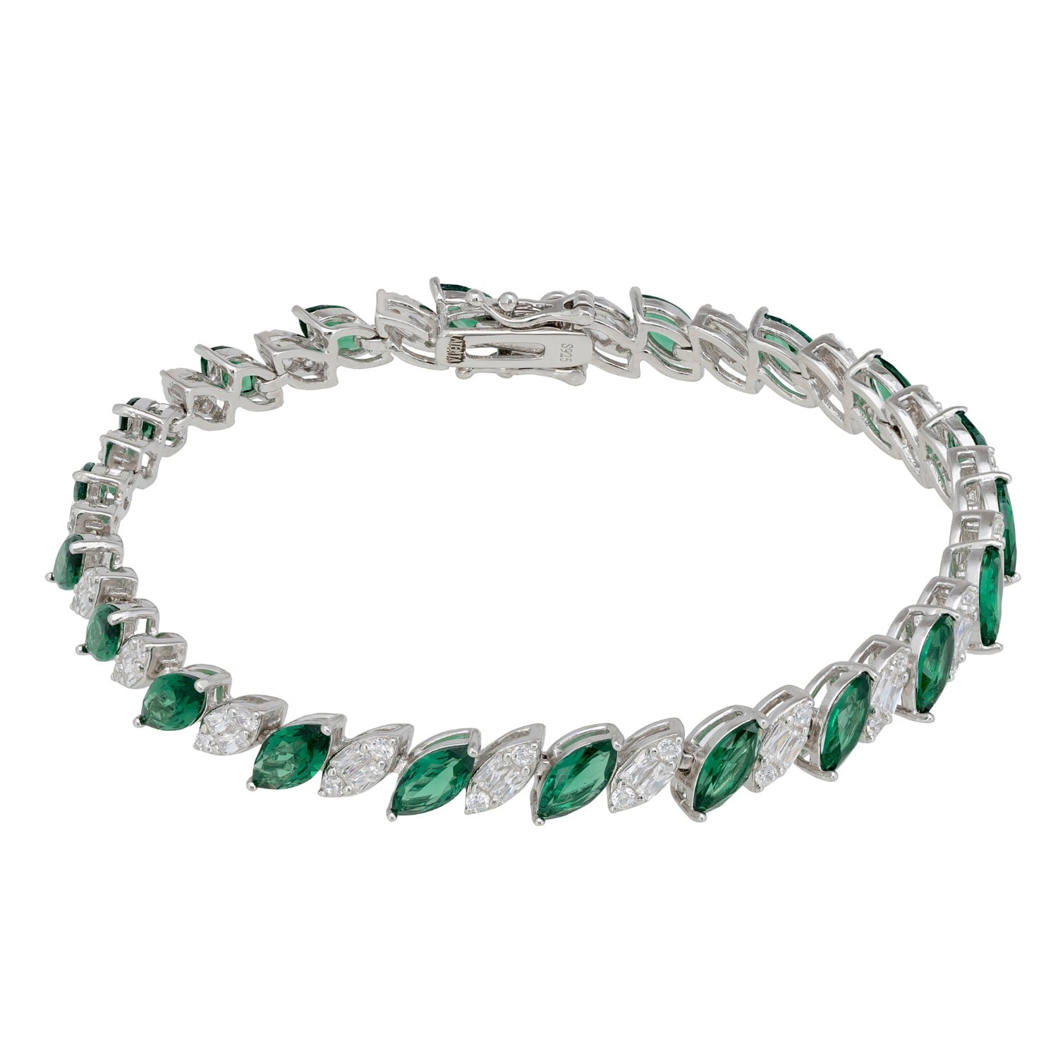 Viscountess Tennis Bracelet Emerald Silver
