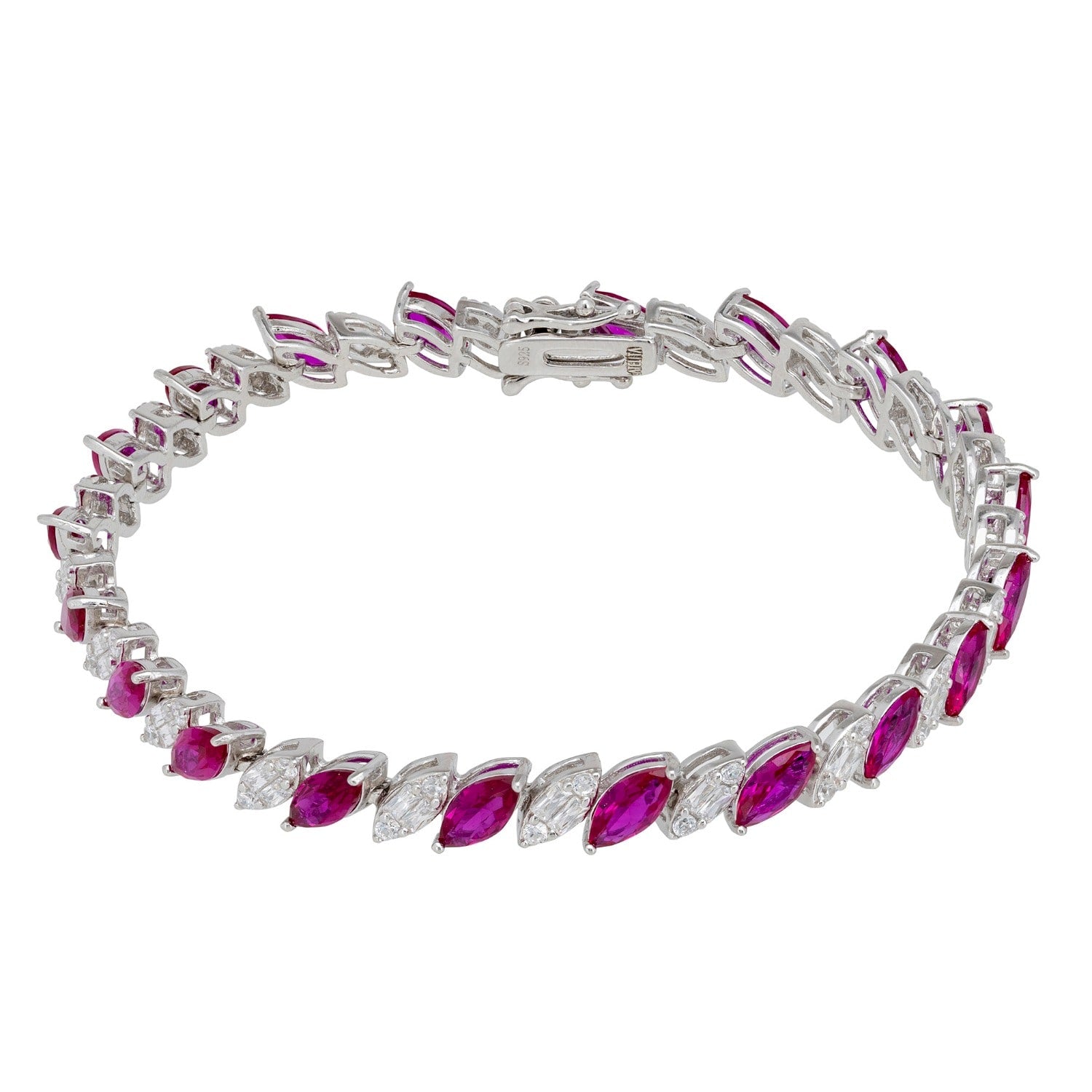 Viscountess Tennis Bracelet Ruby Silver
