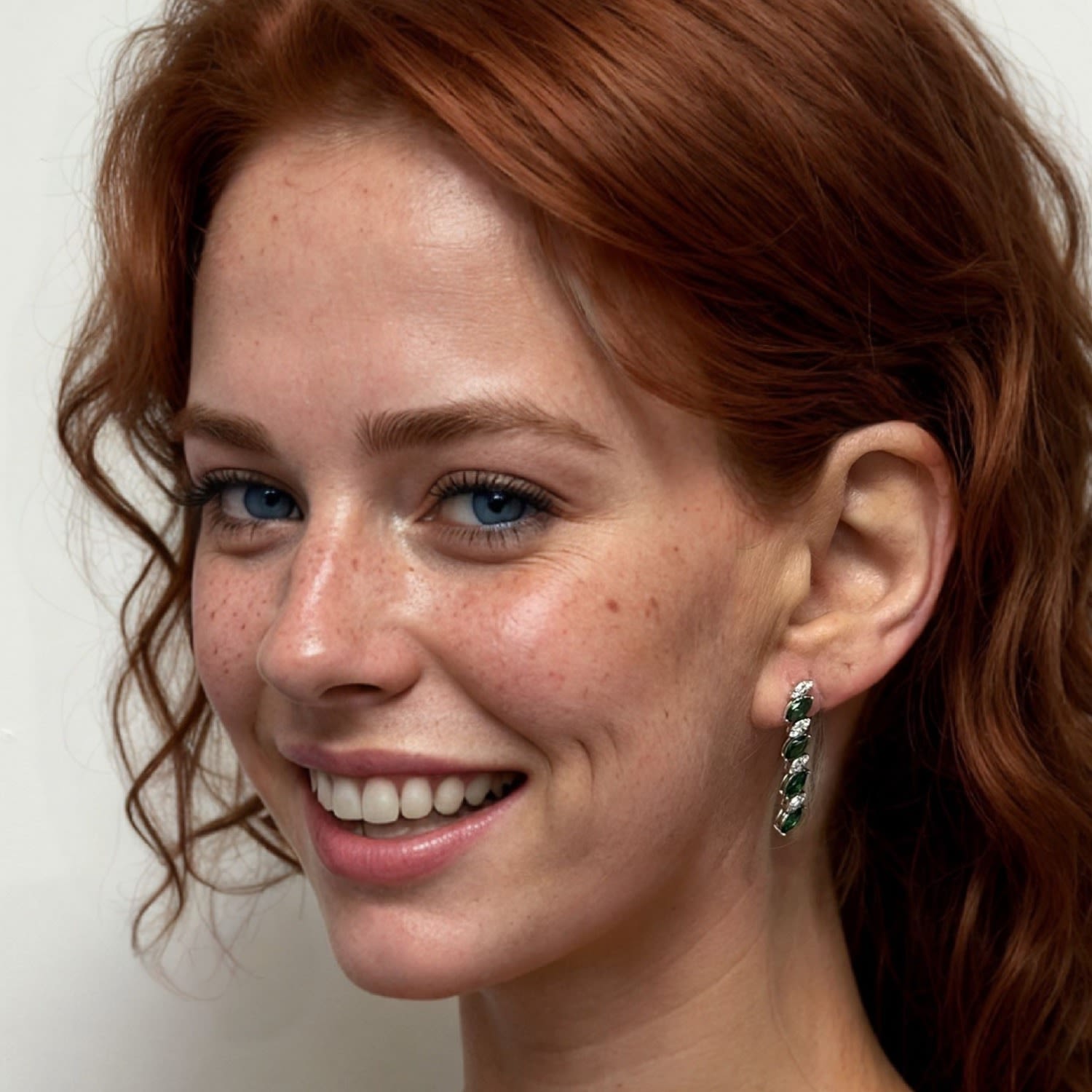 Viscountess Tennis Drop Earrings Emerald Silver