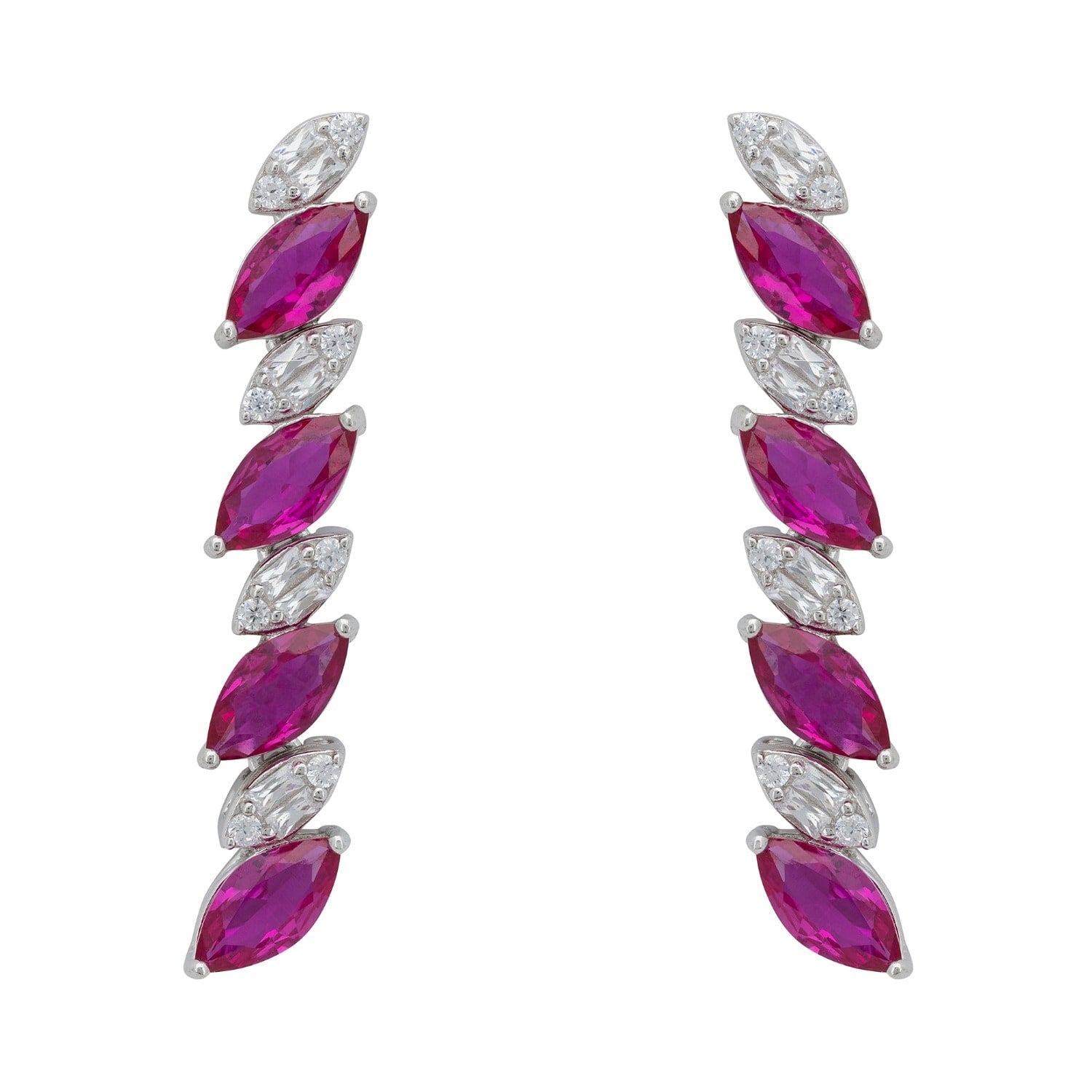 Viscountess Tennis Drop Earrings Ruby Silver