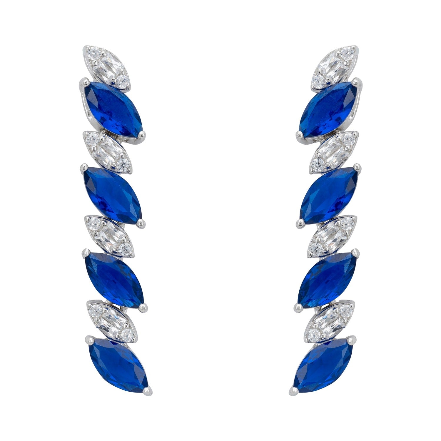 Viscountess Tennis Drop Earrings Sapphire Silver