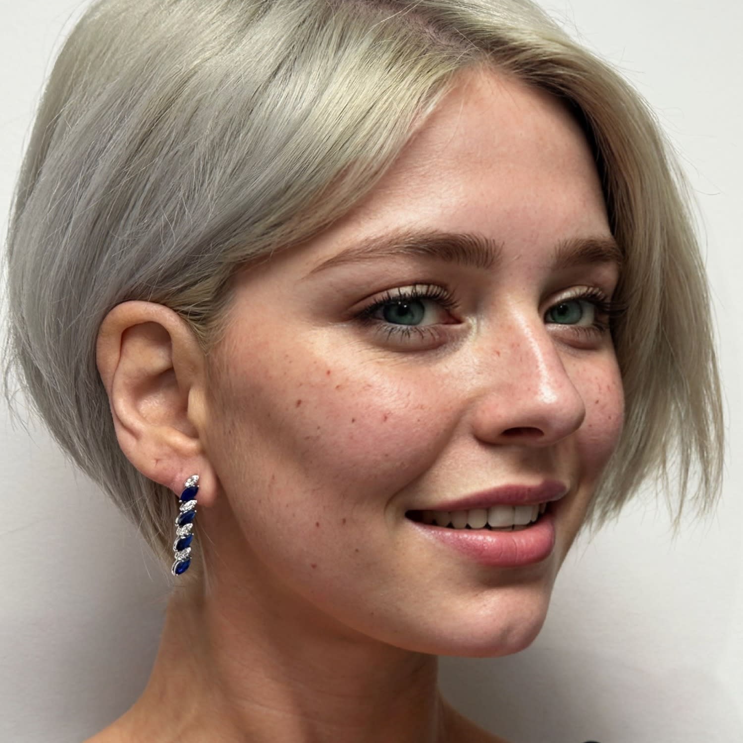 Viscountess Tennis Drop Earrings Sapphire Silver