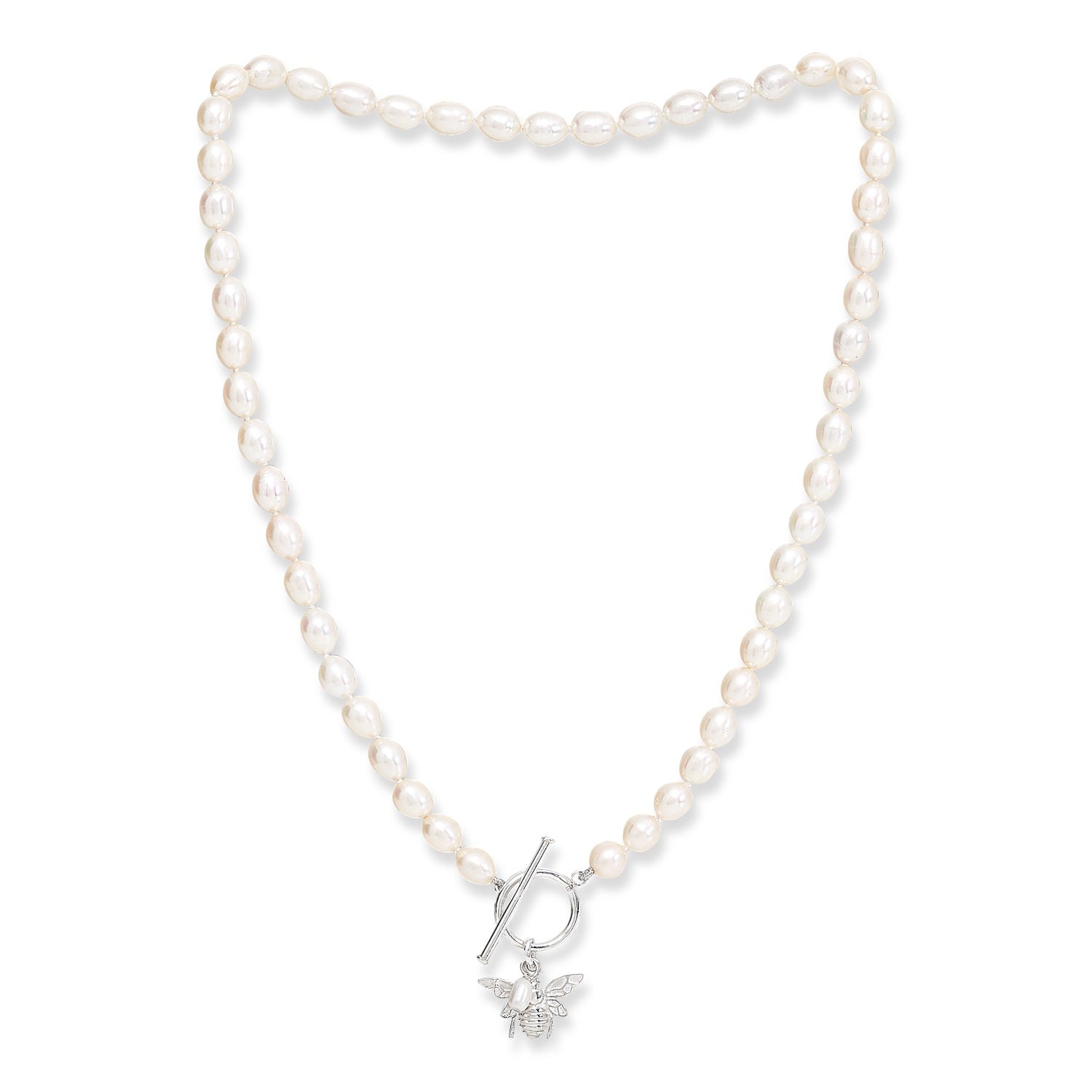 Vita Cultured Freshwater Pearls Necklace With Silver Bumble Bee