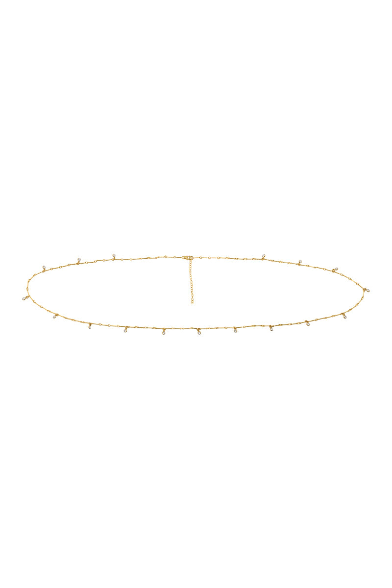 Vivien Cz Gemstone Gold Multiwear Belly Chain & Necklace
