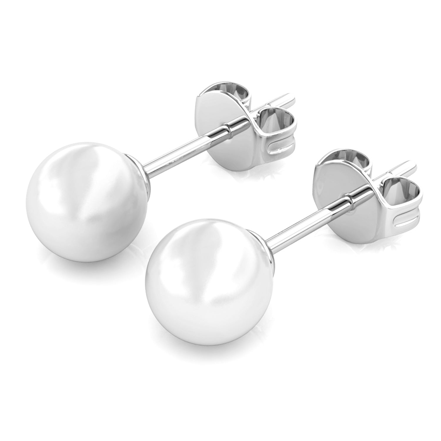 Vivienne 18k White Gold Plated Stud Earrings with Shell Pearls