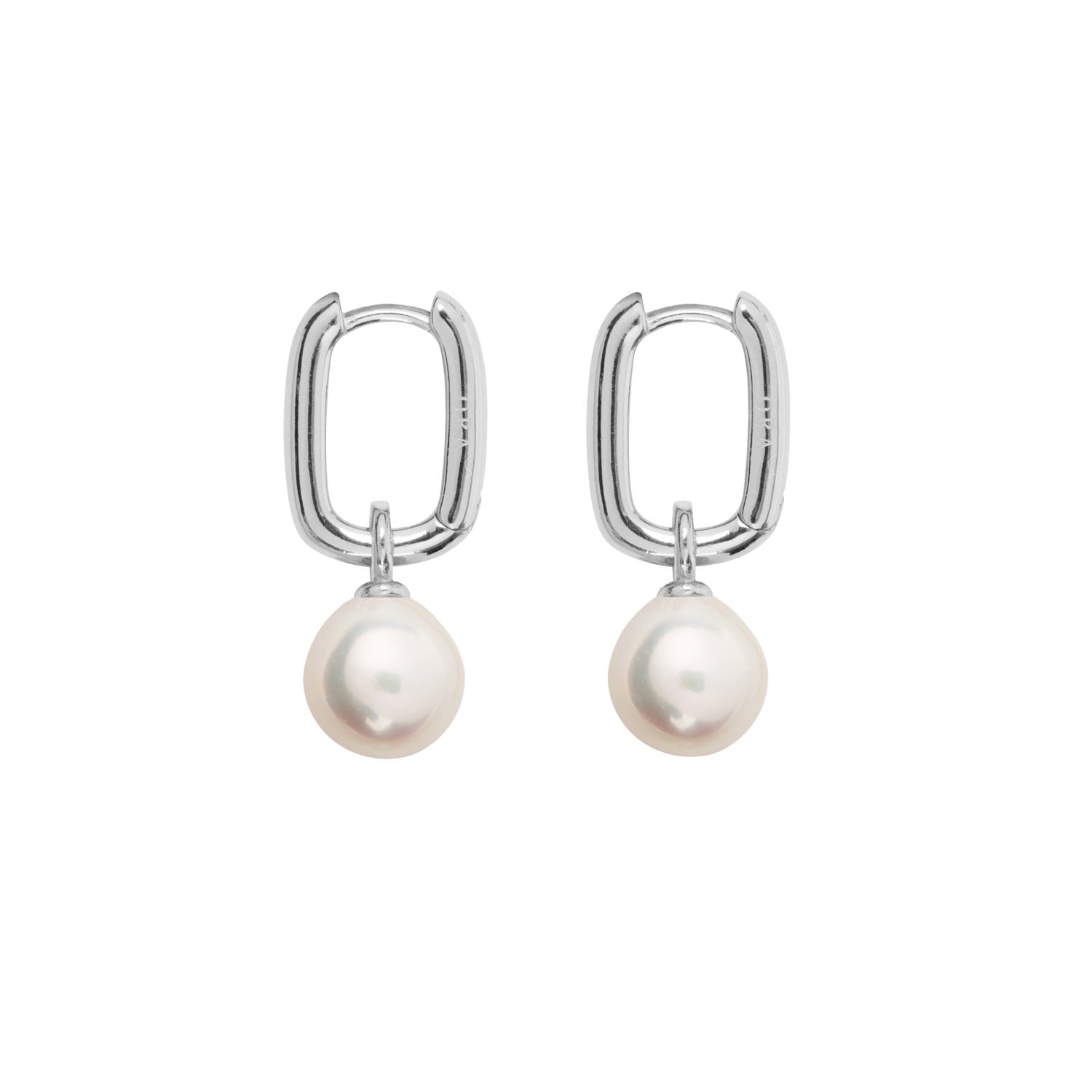 Aetia White Pearl Hoop Earrings - Silver