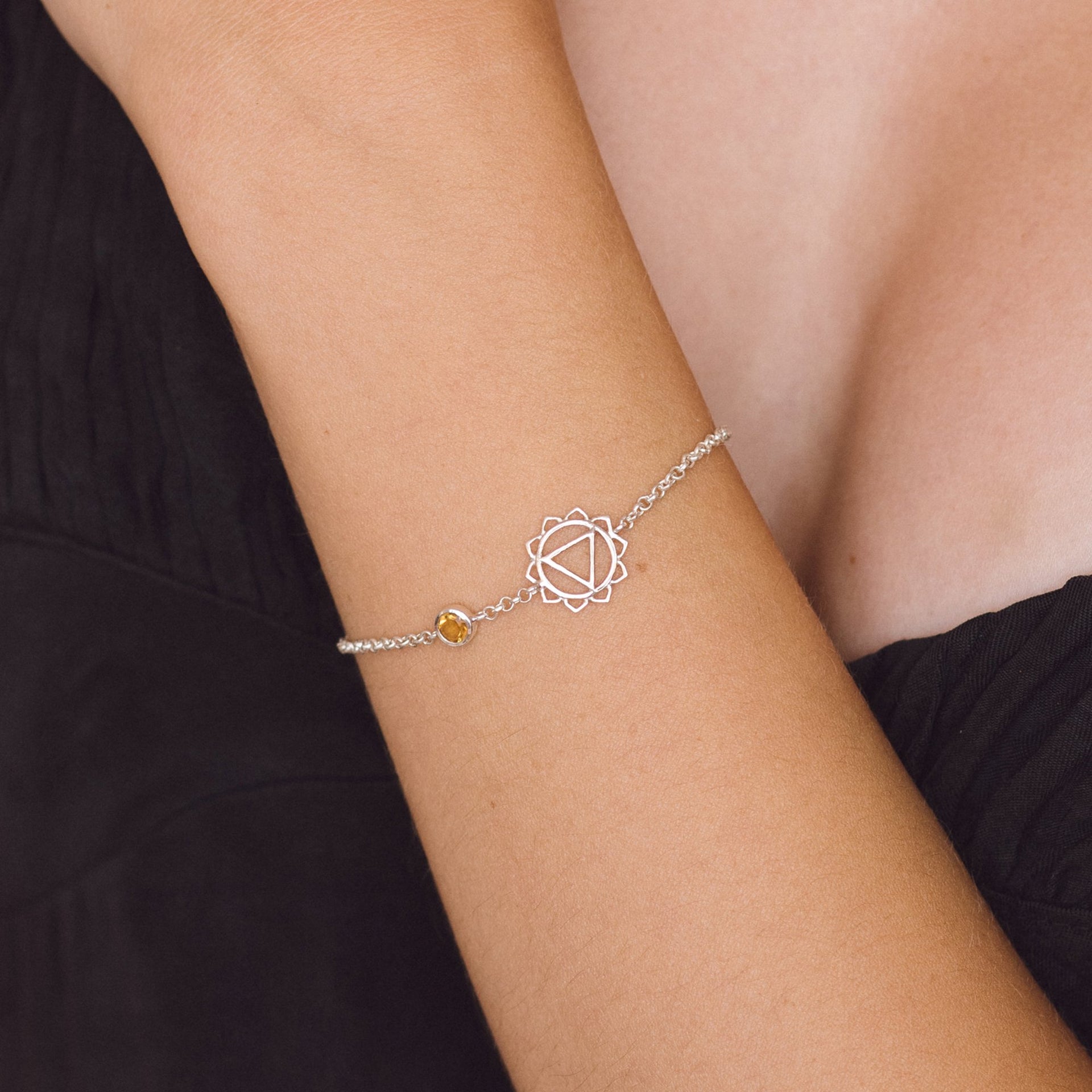 Solar Plexus Chakra Silver Bracelet - Citrine