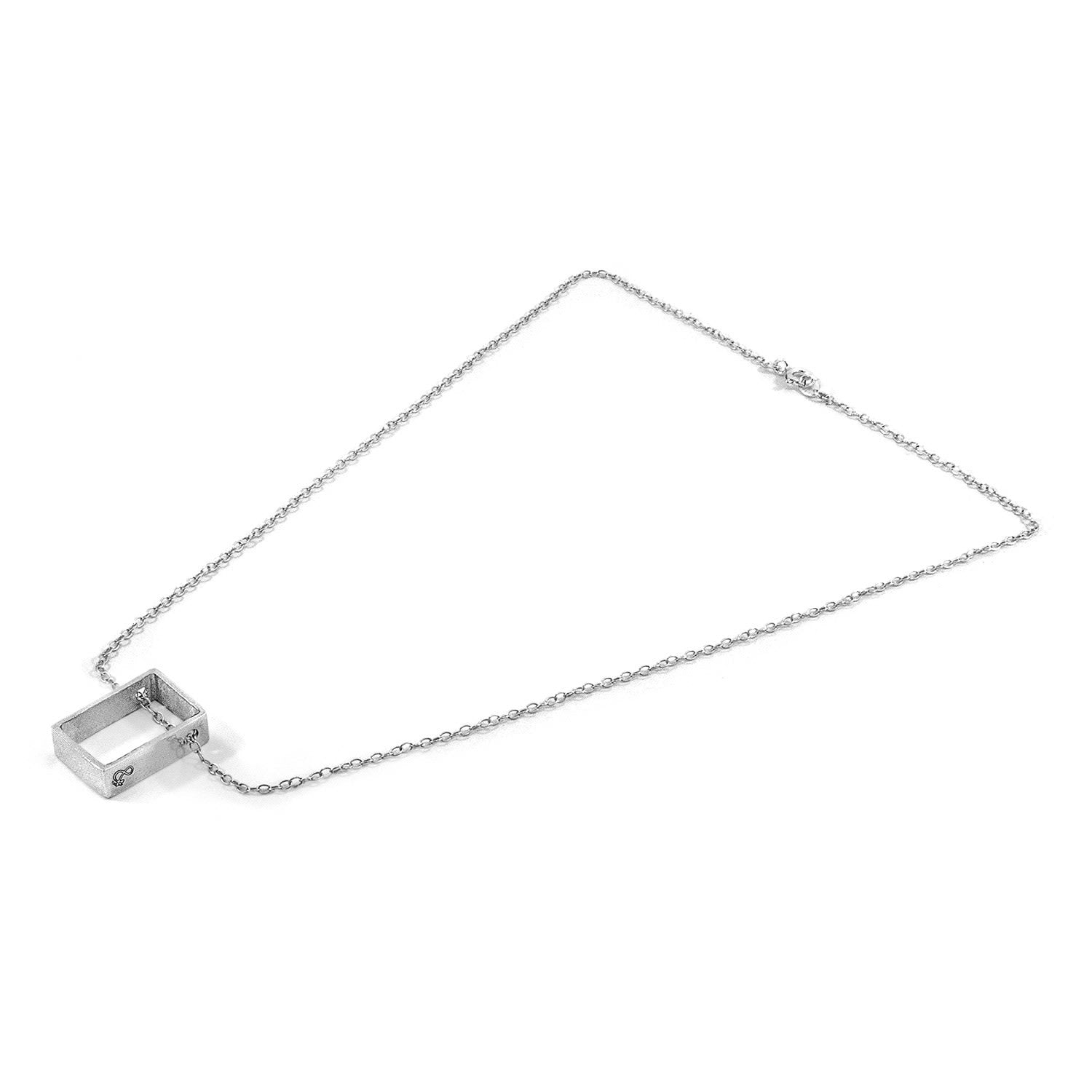 Bowen Box Mini Geometric Silver Necklace Pendant
