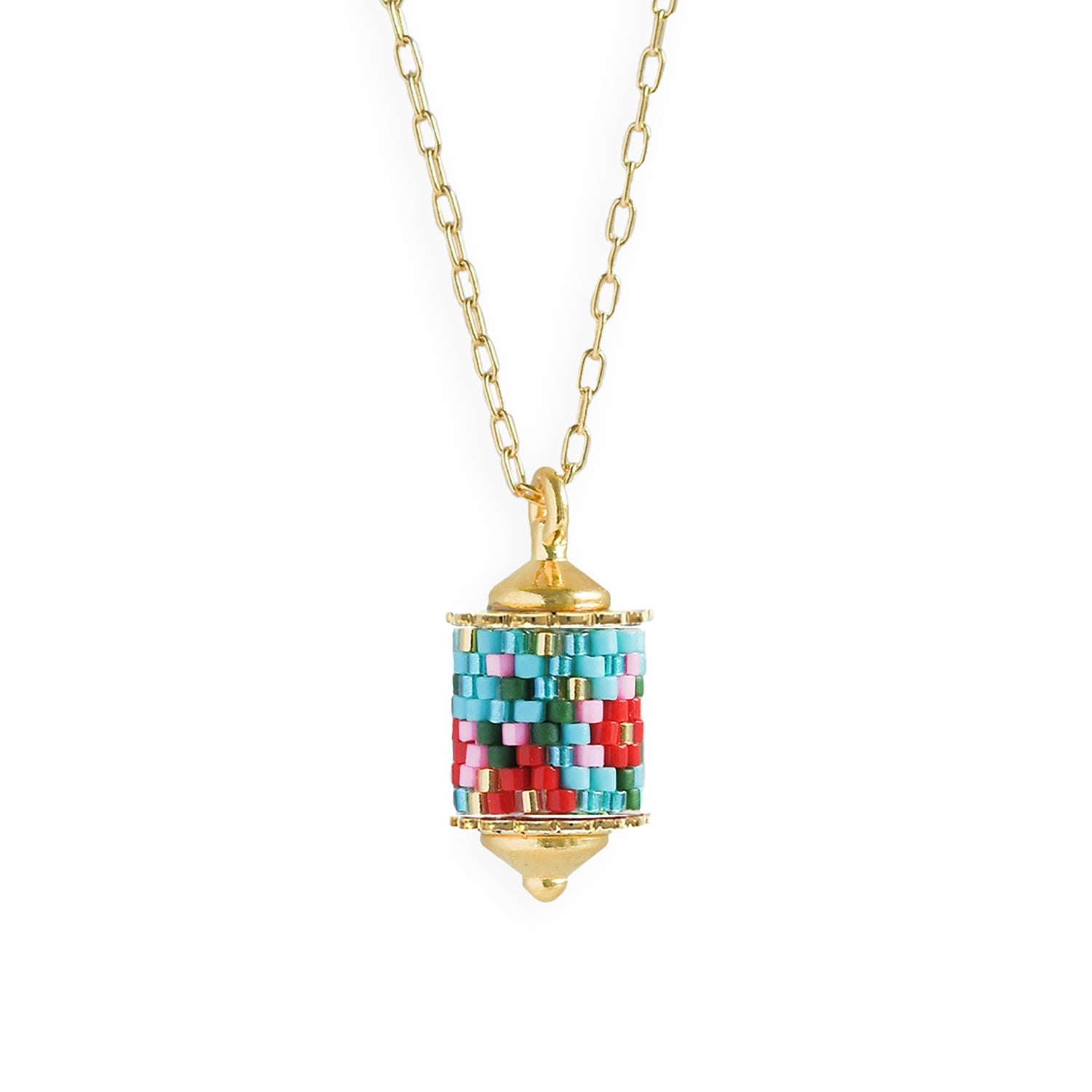 Modern Peranakan Drop Pendant Necklace - Blue