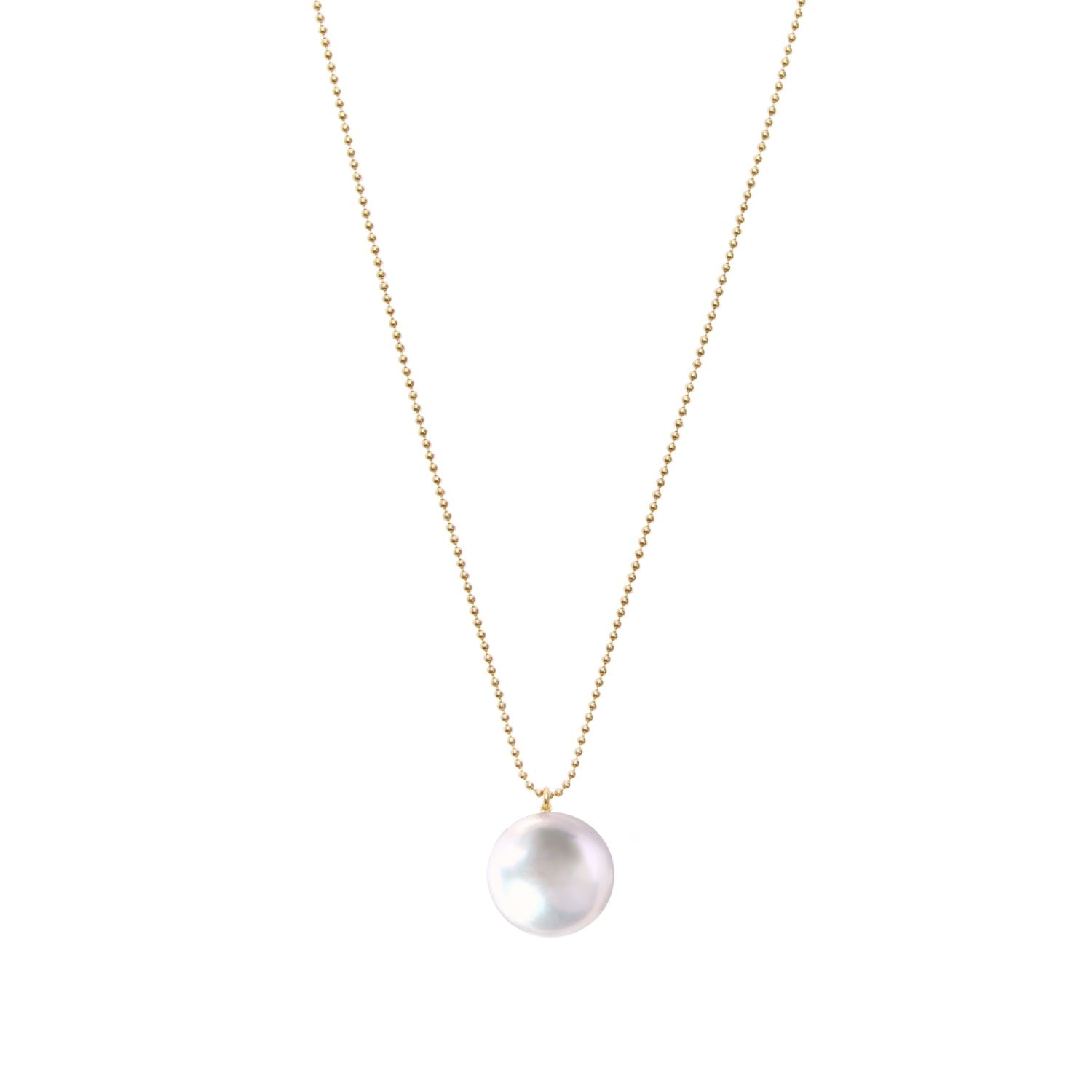 Orbis White Pearl Pendant Necklace - Gold