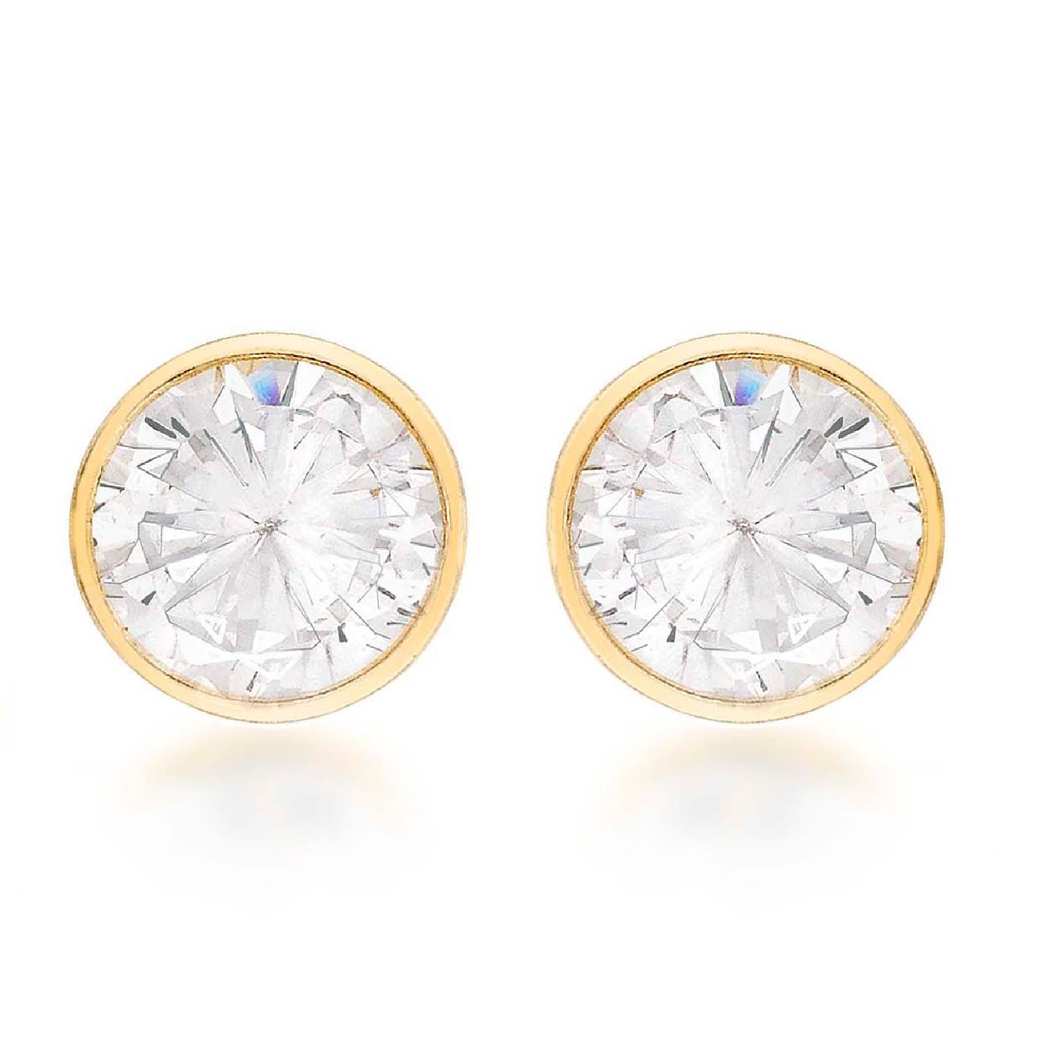 9Ct Yellow Gold Stud Earrings With Cubic Zirconia