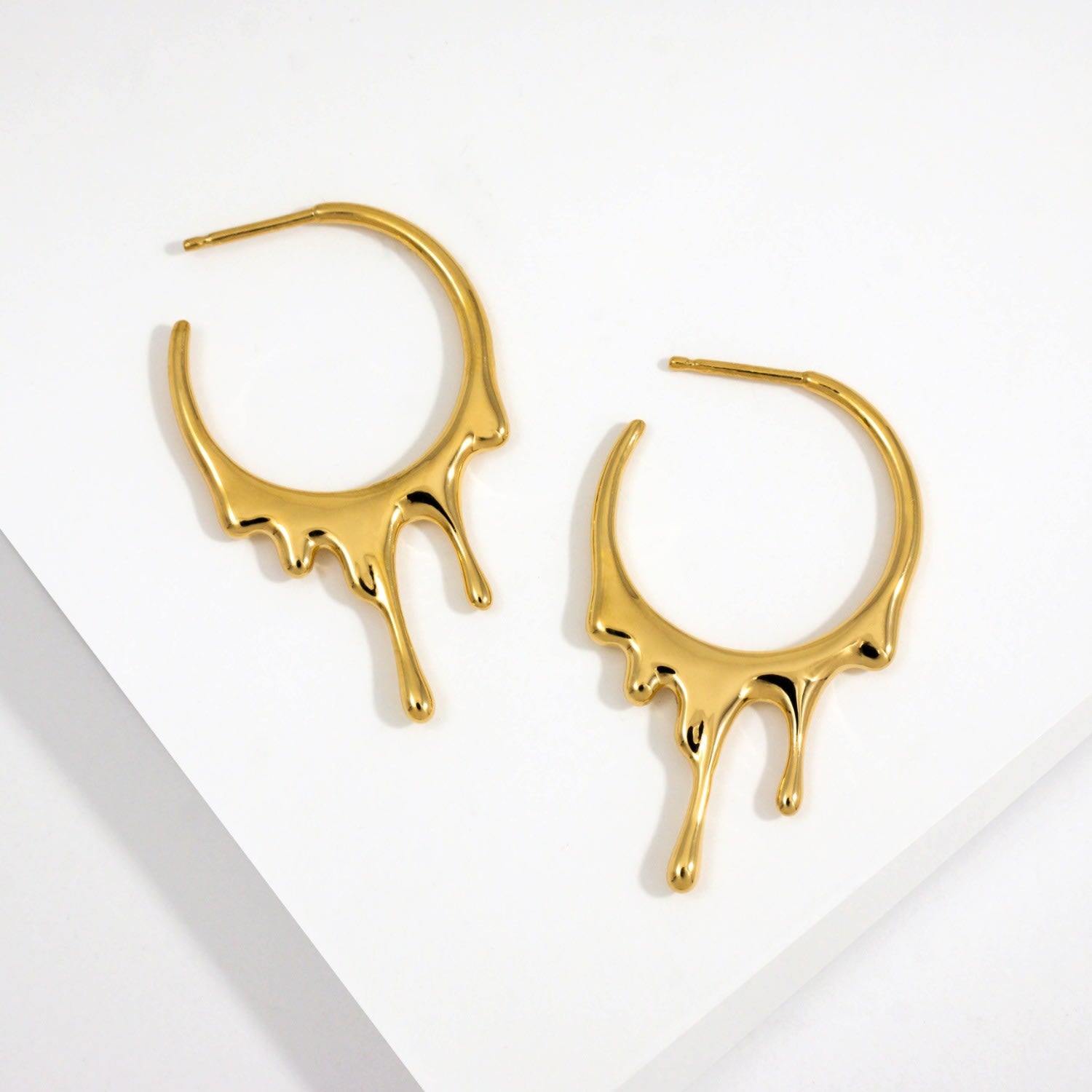 Dripping Circular S Gold Vermeil Hoop Earrings