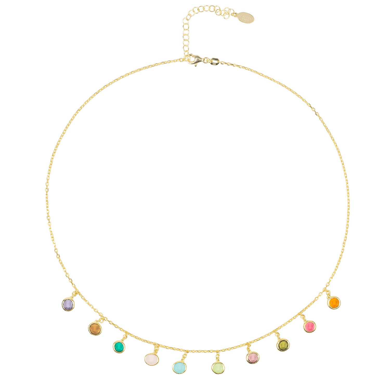 Florence Multi Coloured Gemstone Necklace Gold