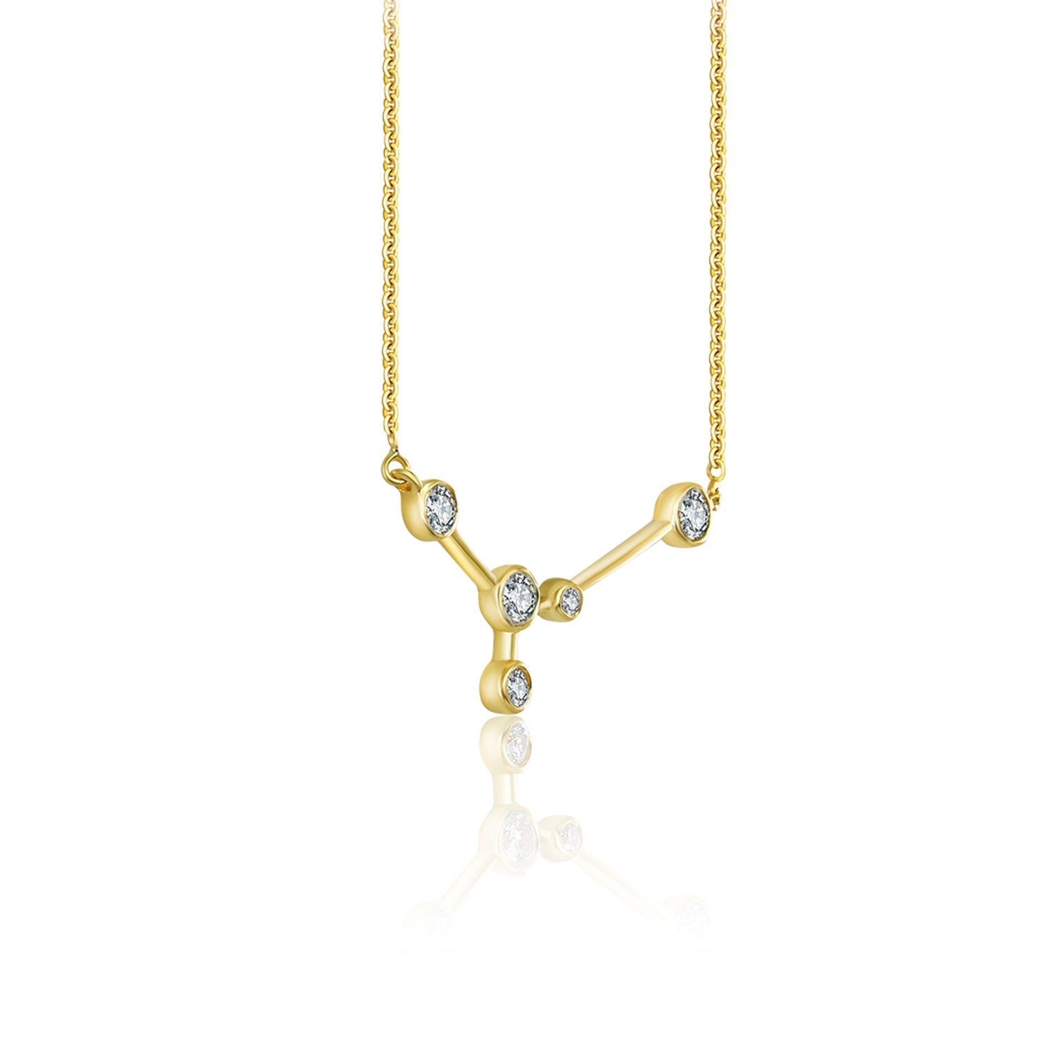 Cancer Zodiac Constellation Necklace 18K Yellow Gold & Diamond