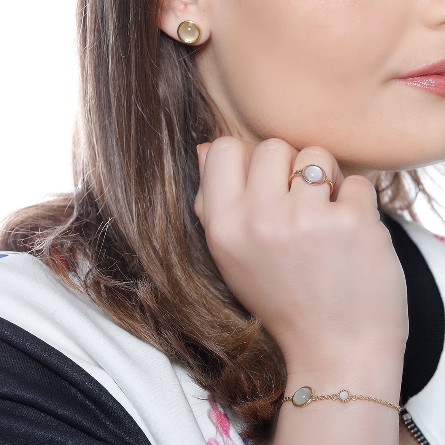 Satellite Gold Vermeil Moonstone Stud Earrings