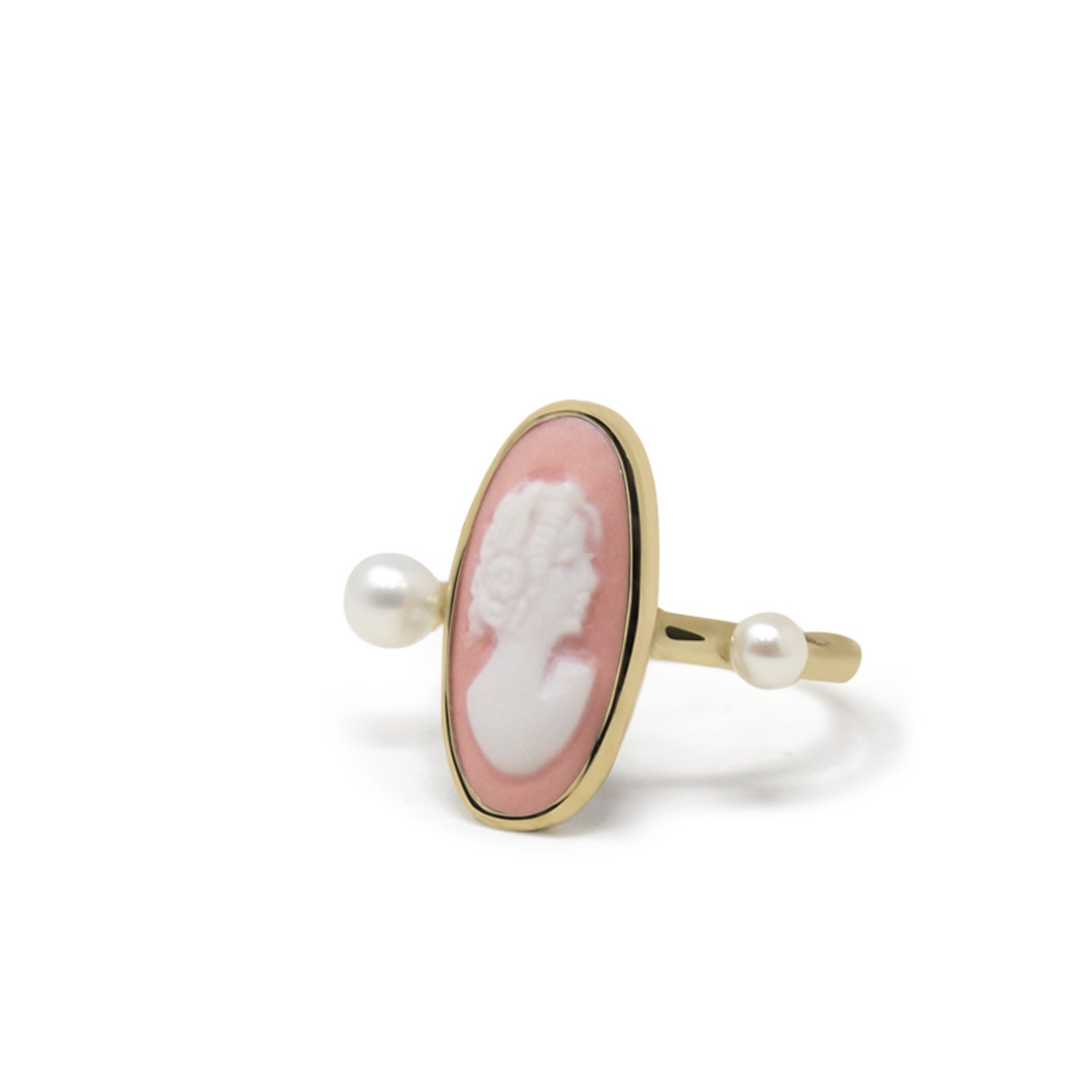 Medea Gold-Plated Pink Cameo And Pearl Ring