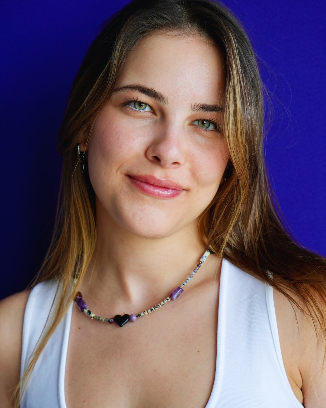 Voodoo – Gemstone Necklace With Black Heart & Purple Glass Beads