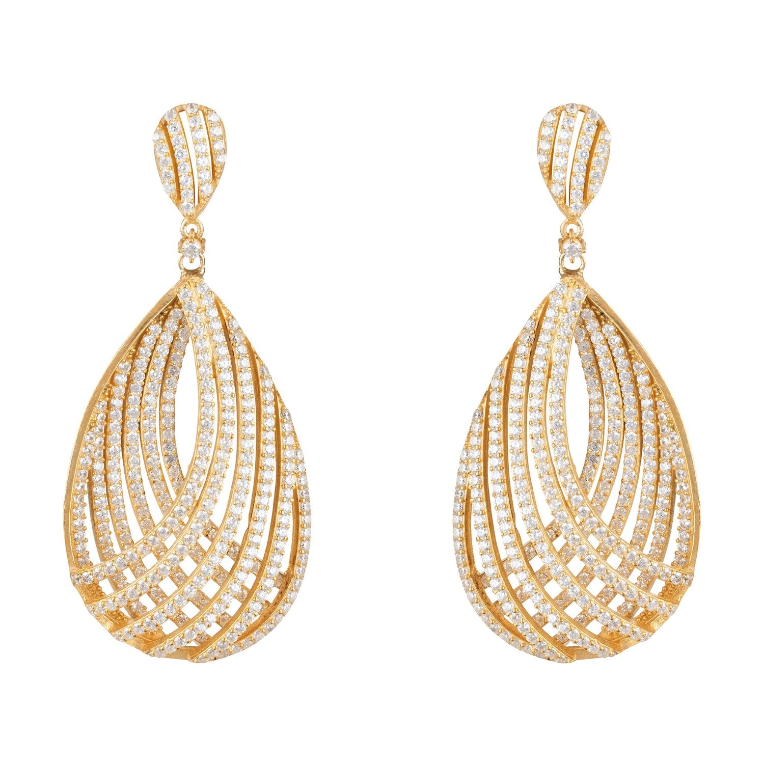 Vortex Teardrop Clip On Earrings Gold