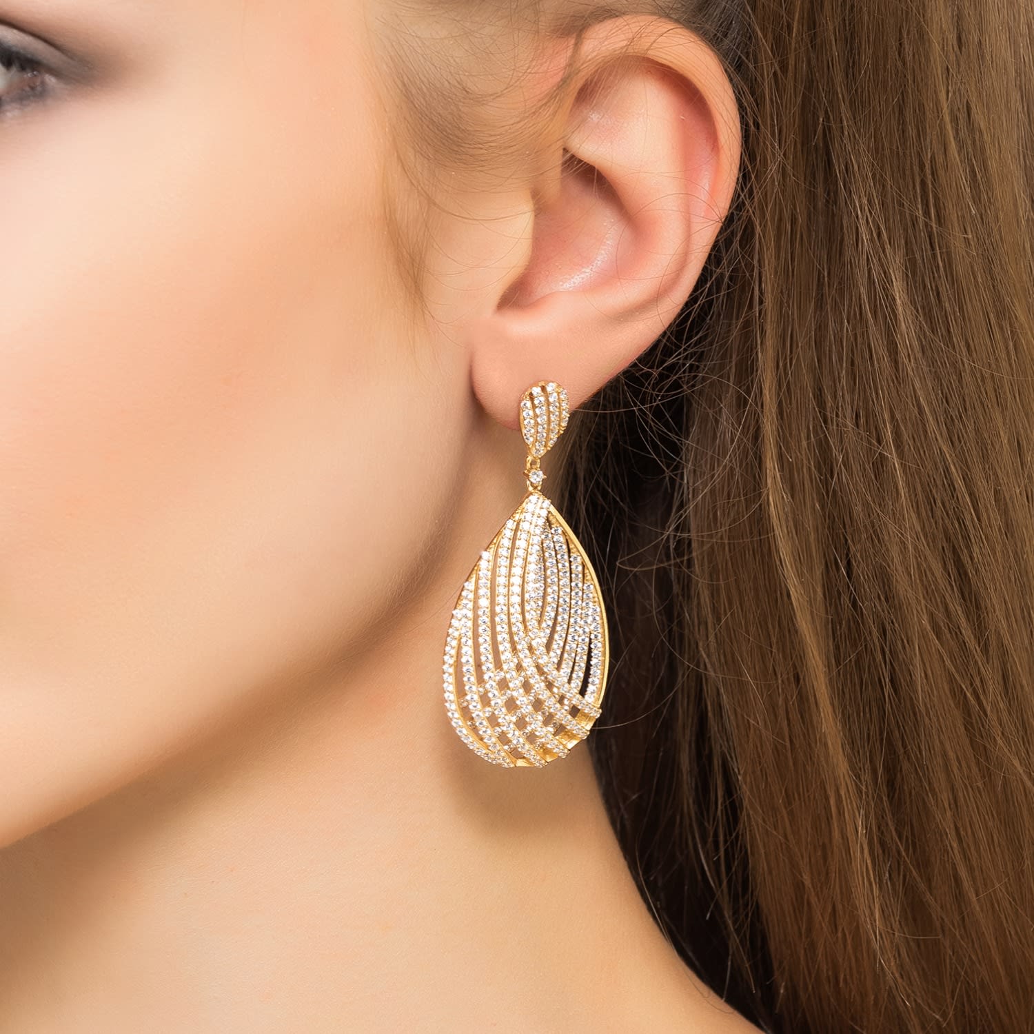 Vortex Teardrop Clip On Earrings Gold