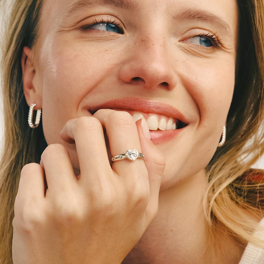 Vow Promise Ring with CZ Heart Stone in Sterling Silver