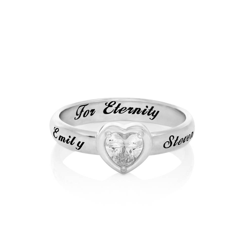 Vow Promise Ring with CZ Heart Stone in Sterling Silver