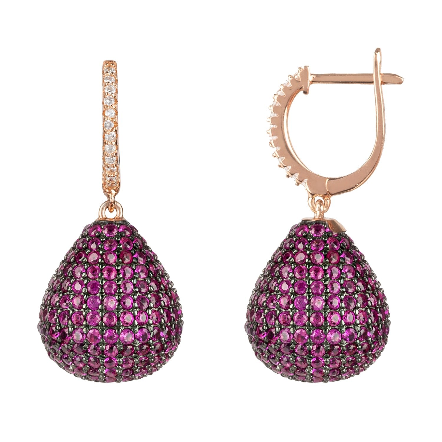 Valerie Pear Drop Gemstone Earring Rosegold Ruby
