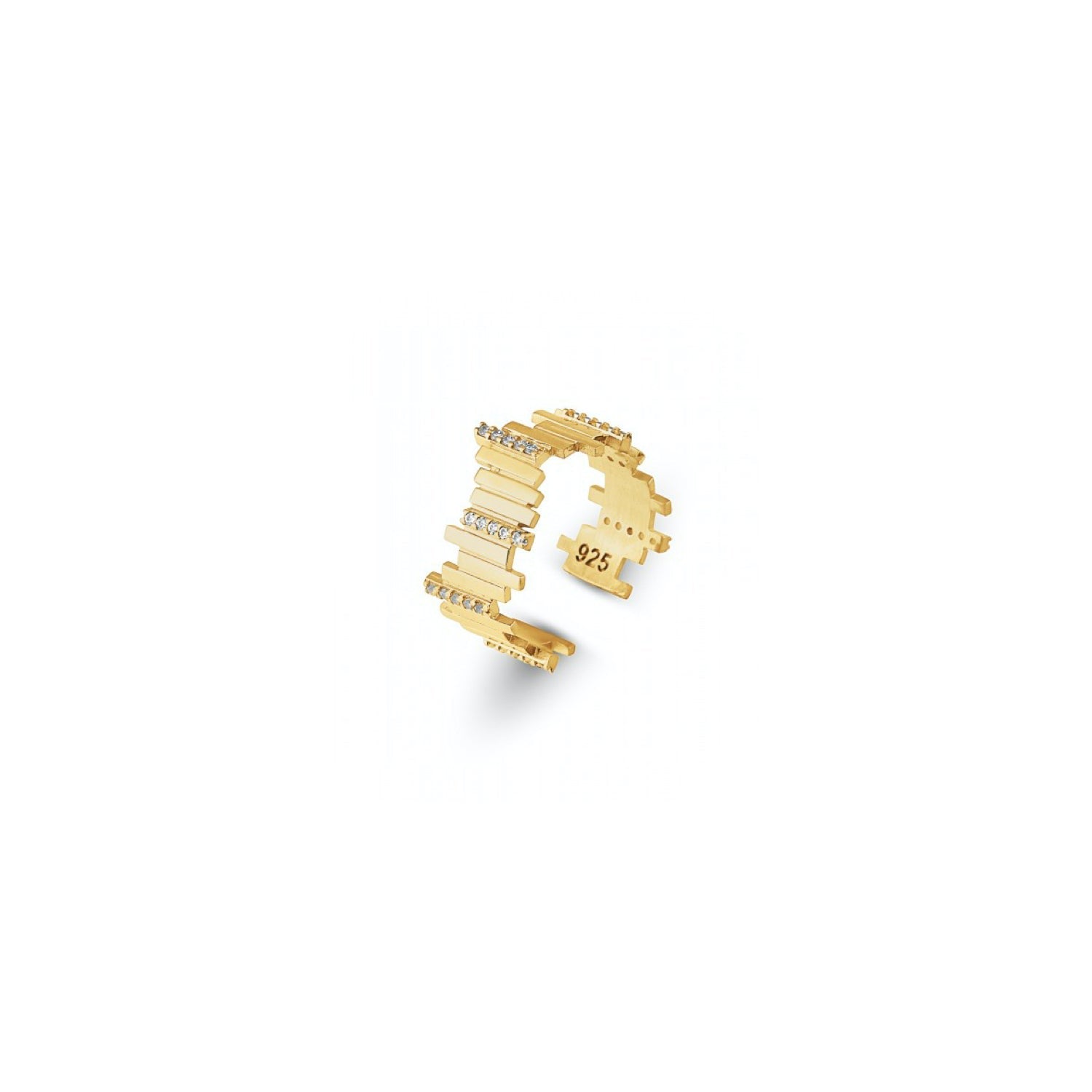 New Multiple Bar Sterling Silver Ring - Gold