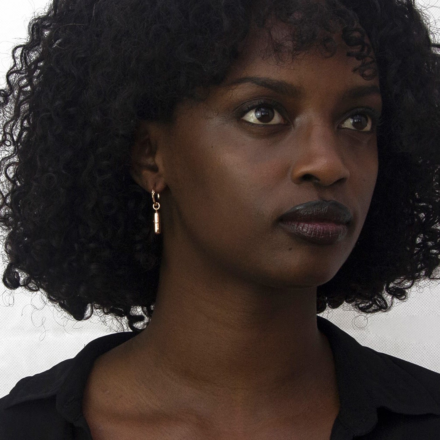 18Kt Rose Gold-Plated & Midnight Blue Mini Pill Charm On Rose Gold Hoop