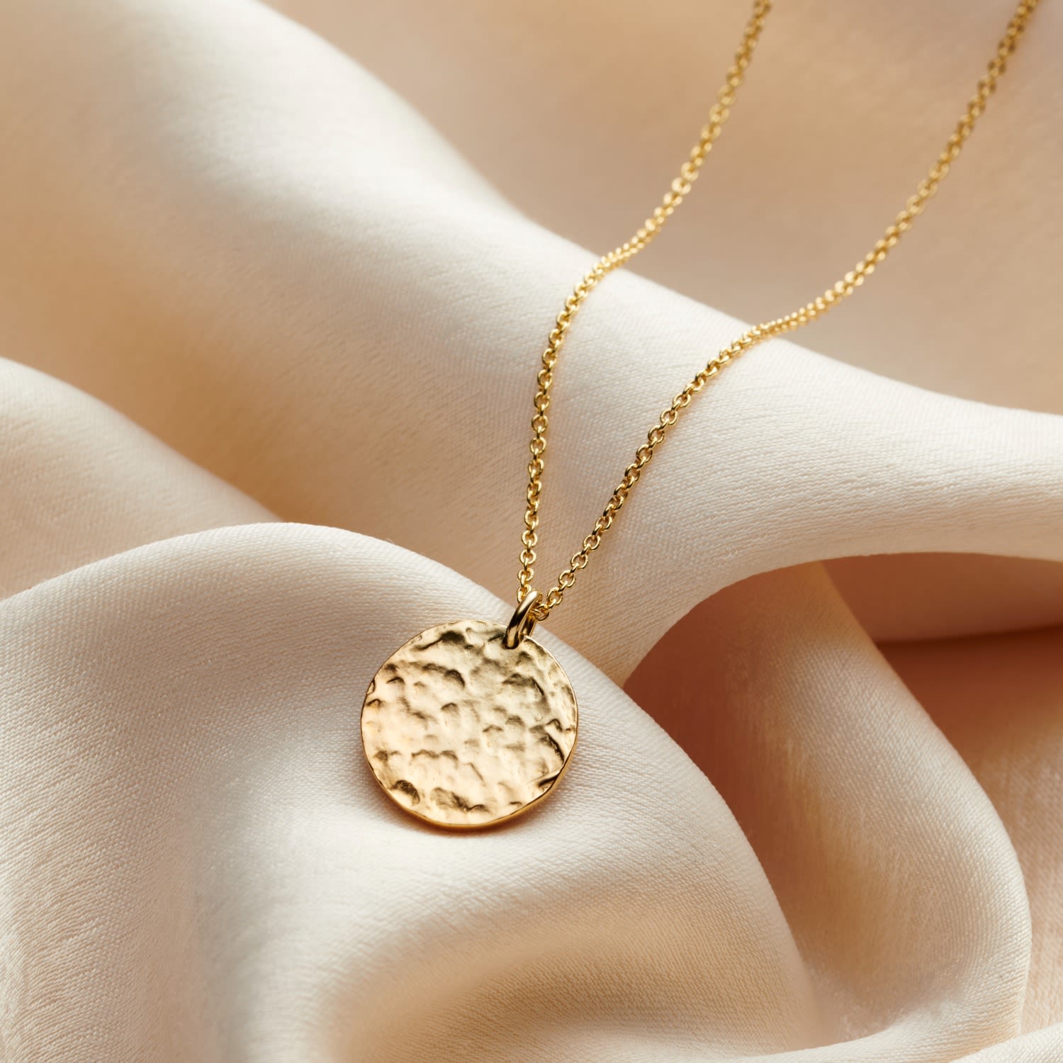Gold Plated Textured Disc Necklace