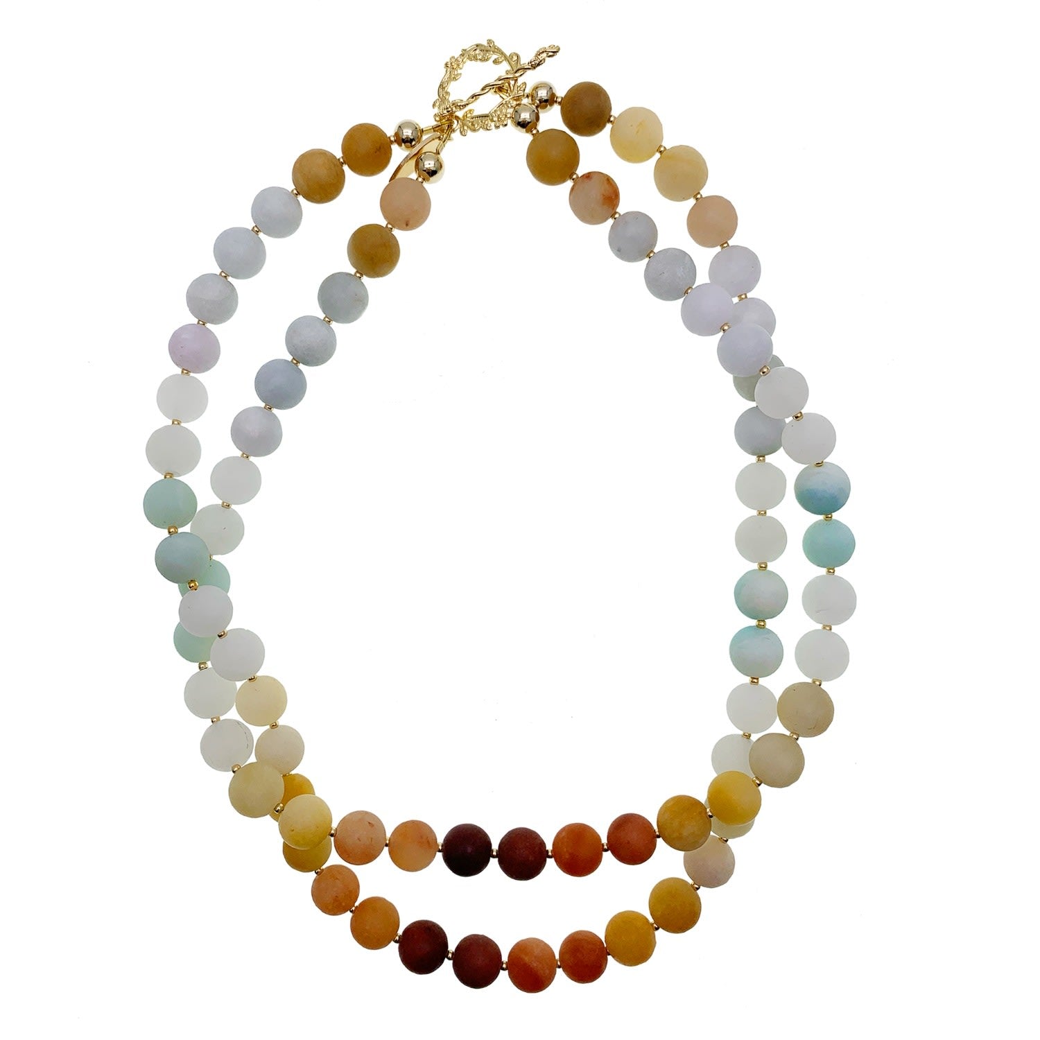 Gradient Brown Jade Double Layers Necklace