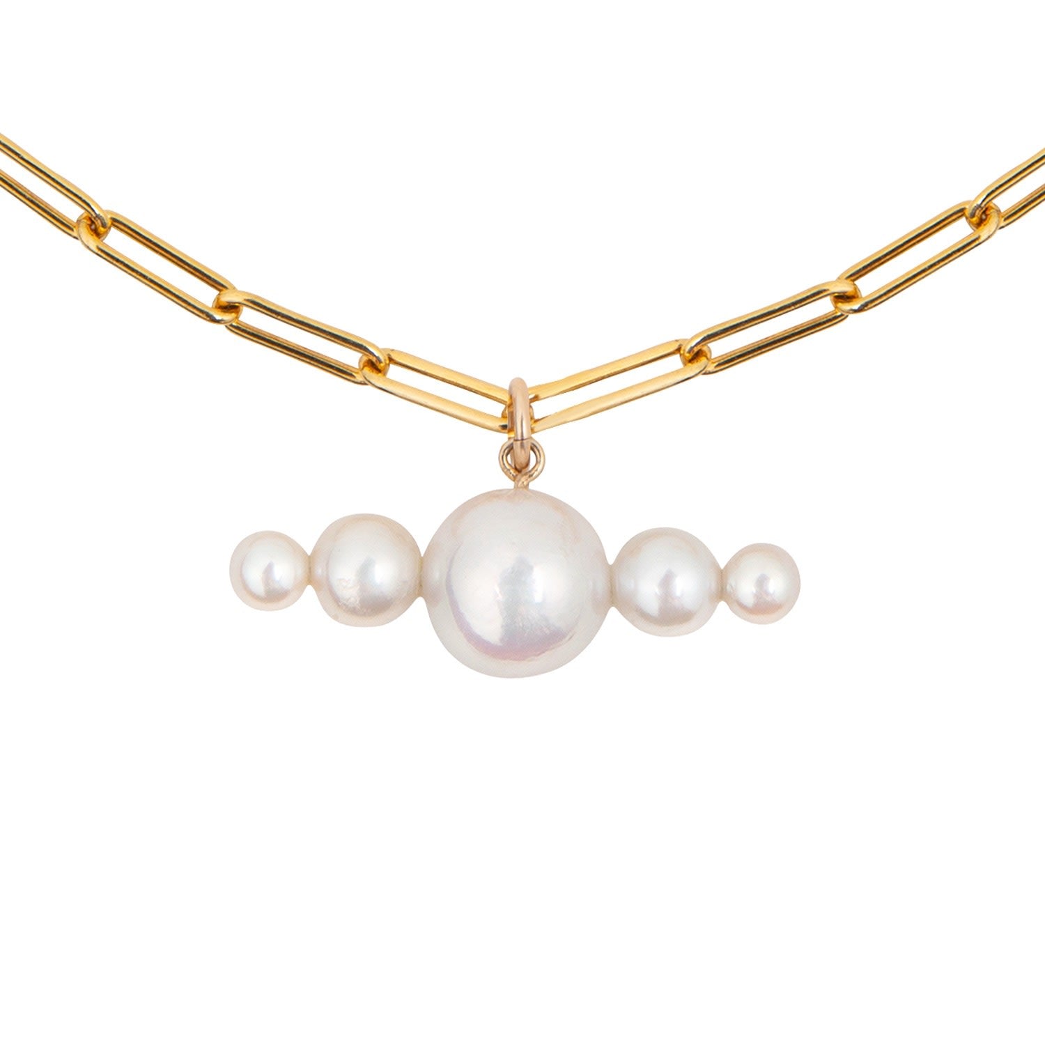 Aetia Linea Pearl Chain Necklace - Gold