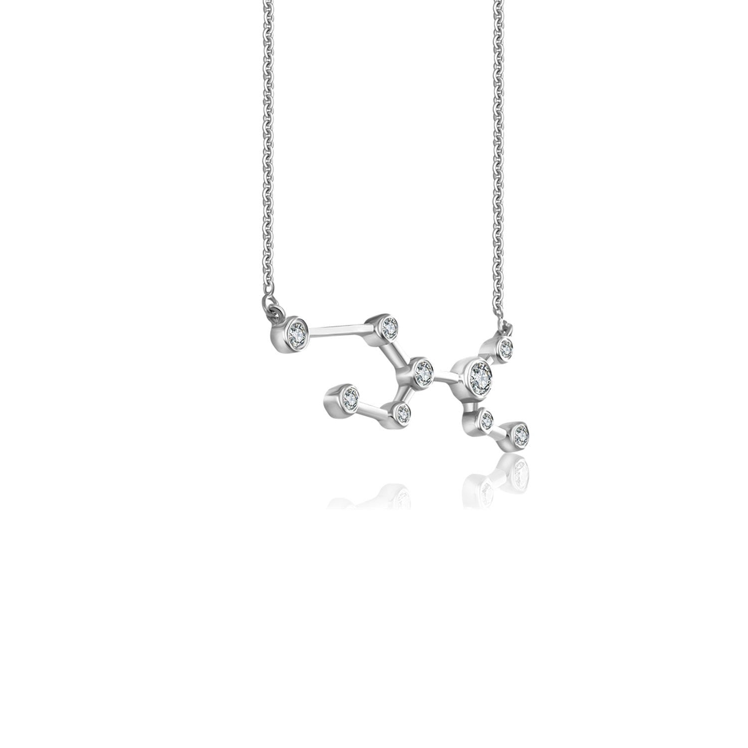 Virgo Zodiac Constellation Necklace 18K White Gold & Diamond