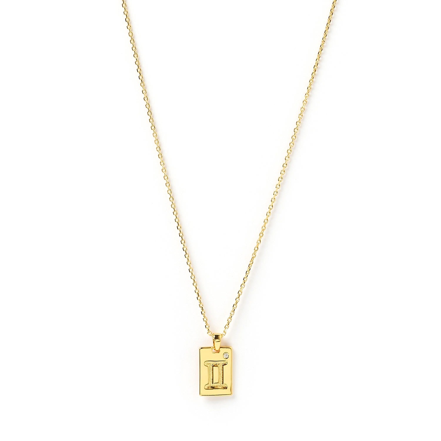 Gemini Zodiac Gold Tag Necklace