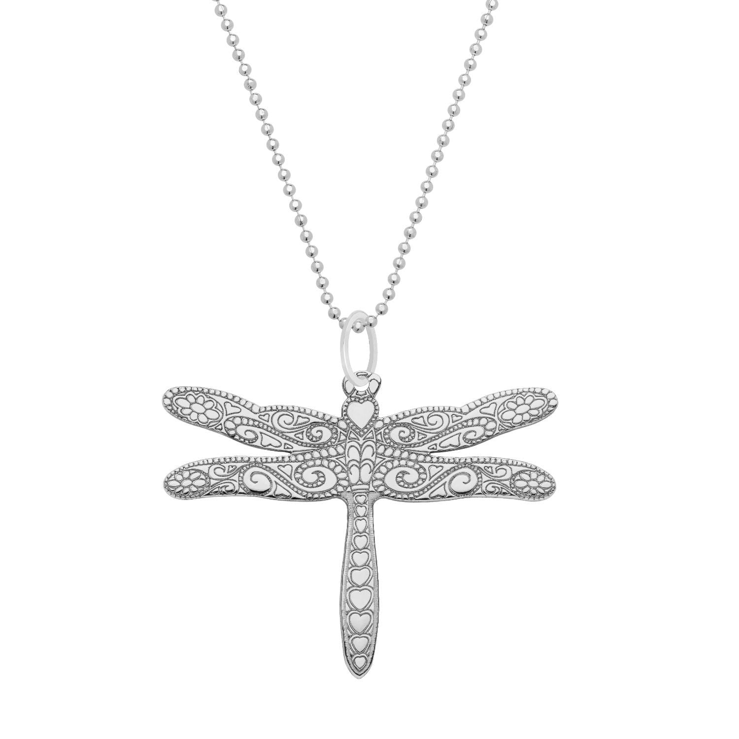 Medium Silver Dragonfly Pendant Necklace