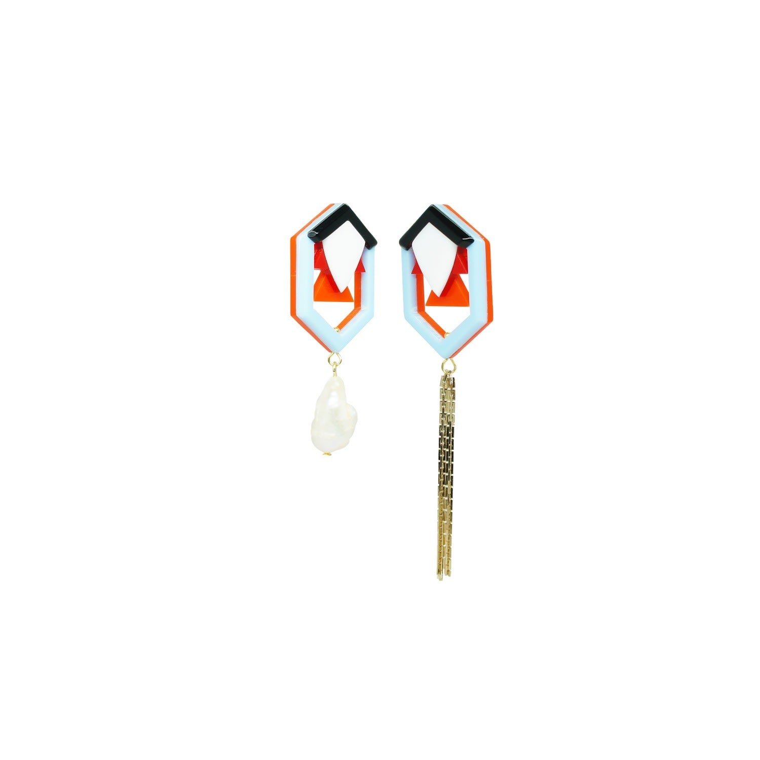 Handmade Earring Geo Fish Orange
