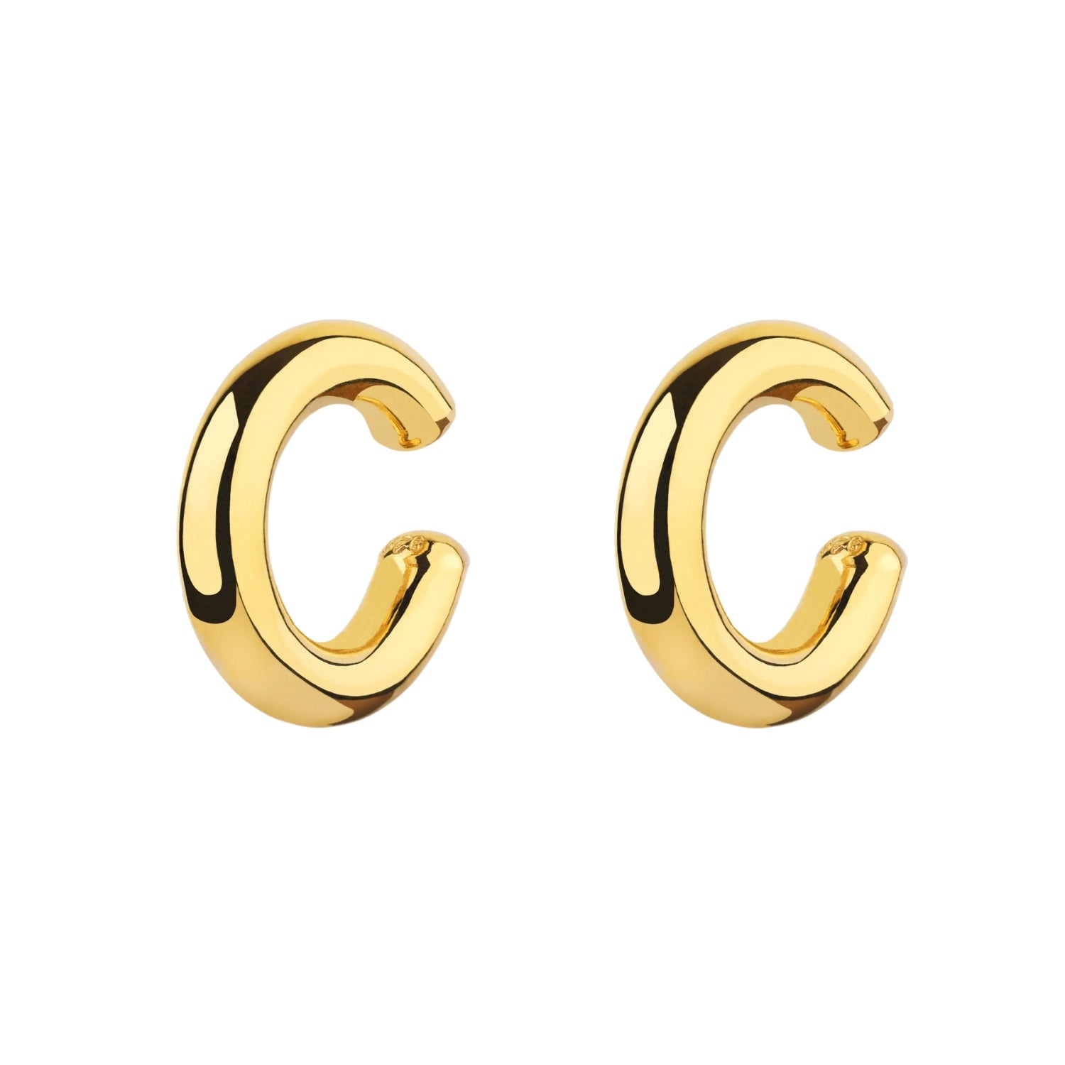 Chunky Sterling Silver Ear Cuff No Piercing Pair - Gold