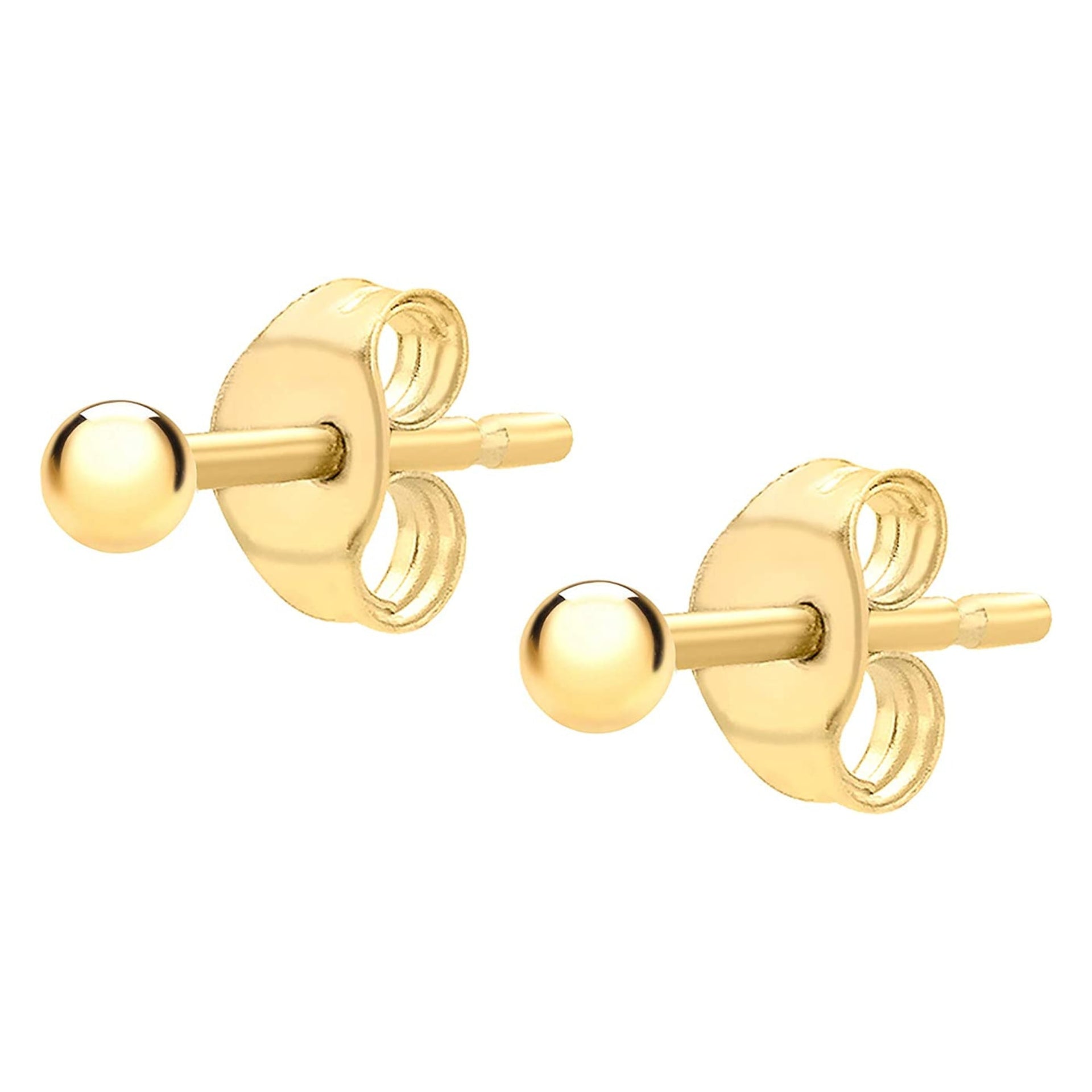Sterling Silver Ball Sphere Stud Earring - Gold