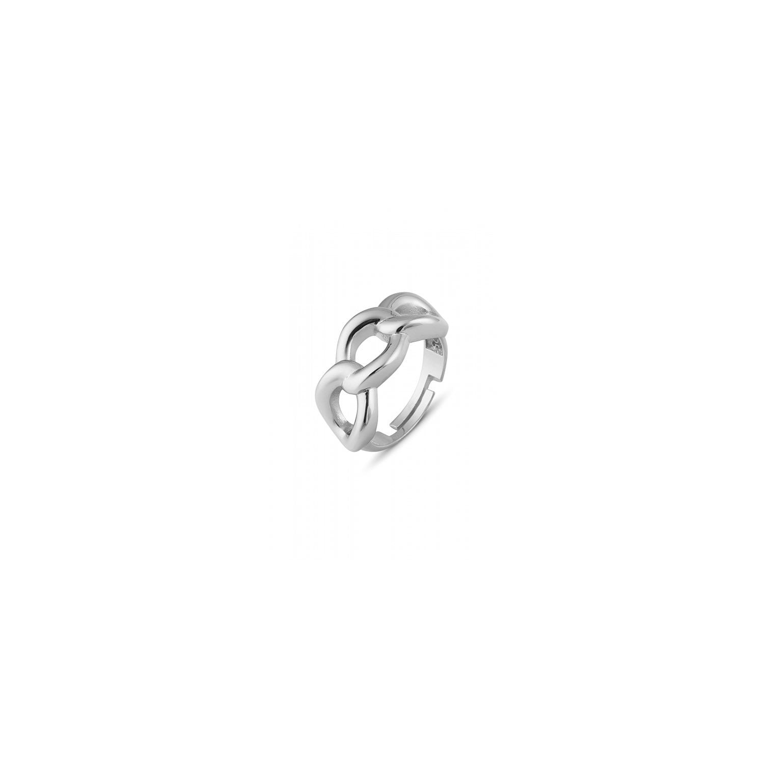 Chunky Three Chain Sterling Silver Adjustable Statement Ring - Silver